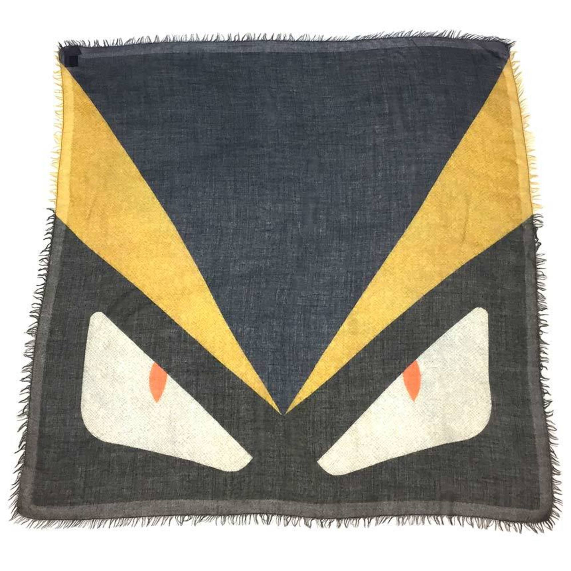 FENDI scarf shawl Bugs Monster cashmere silk navy men women unisex