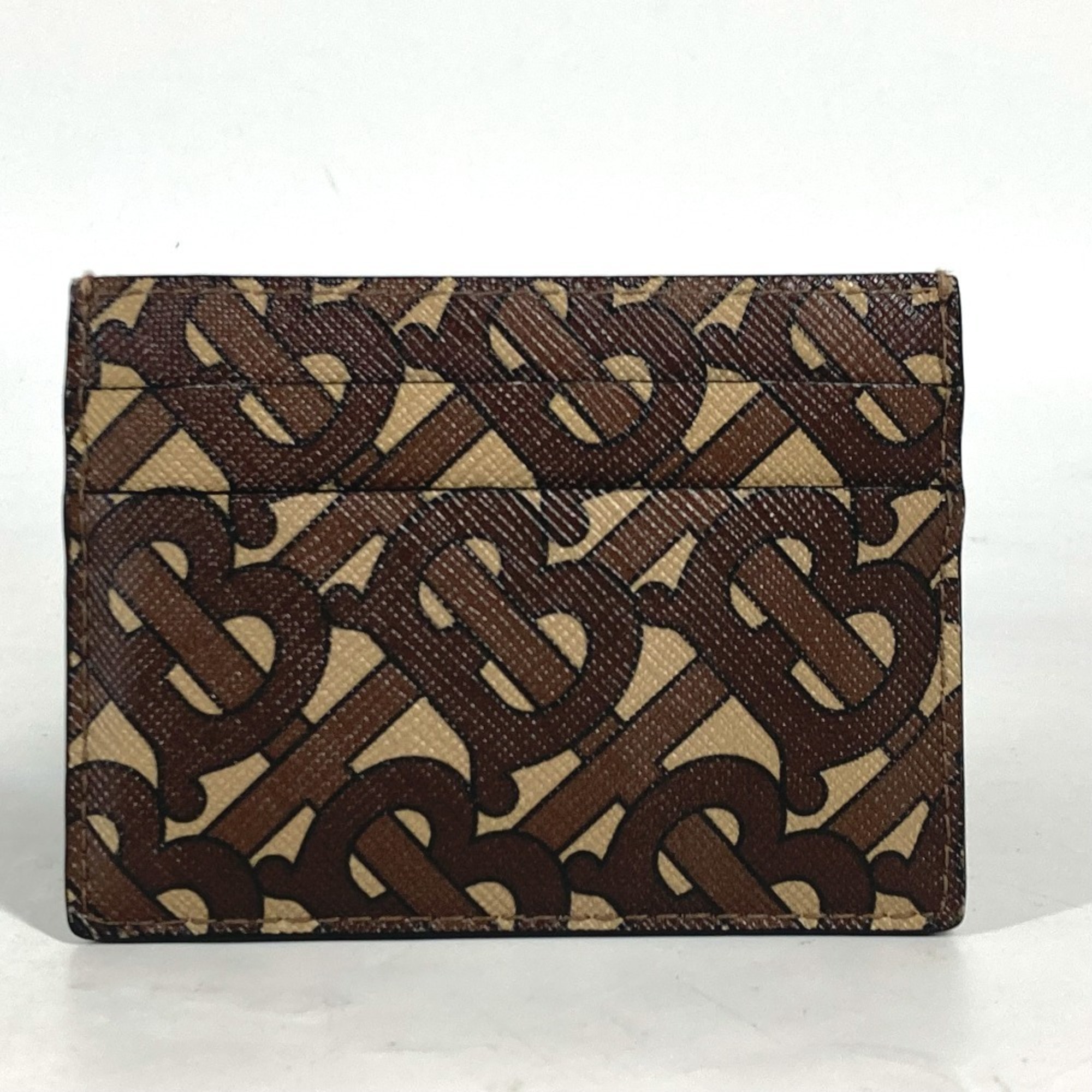 BURBERRY TB Business Card Holder Pass Case Holder/Card Leather Men’s Women’s Brown