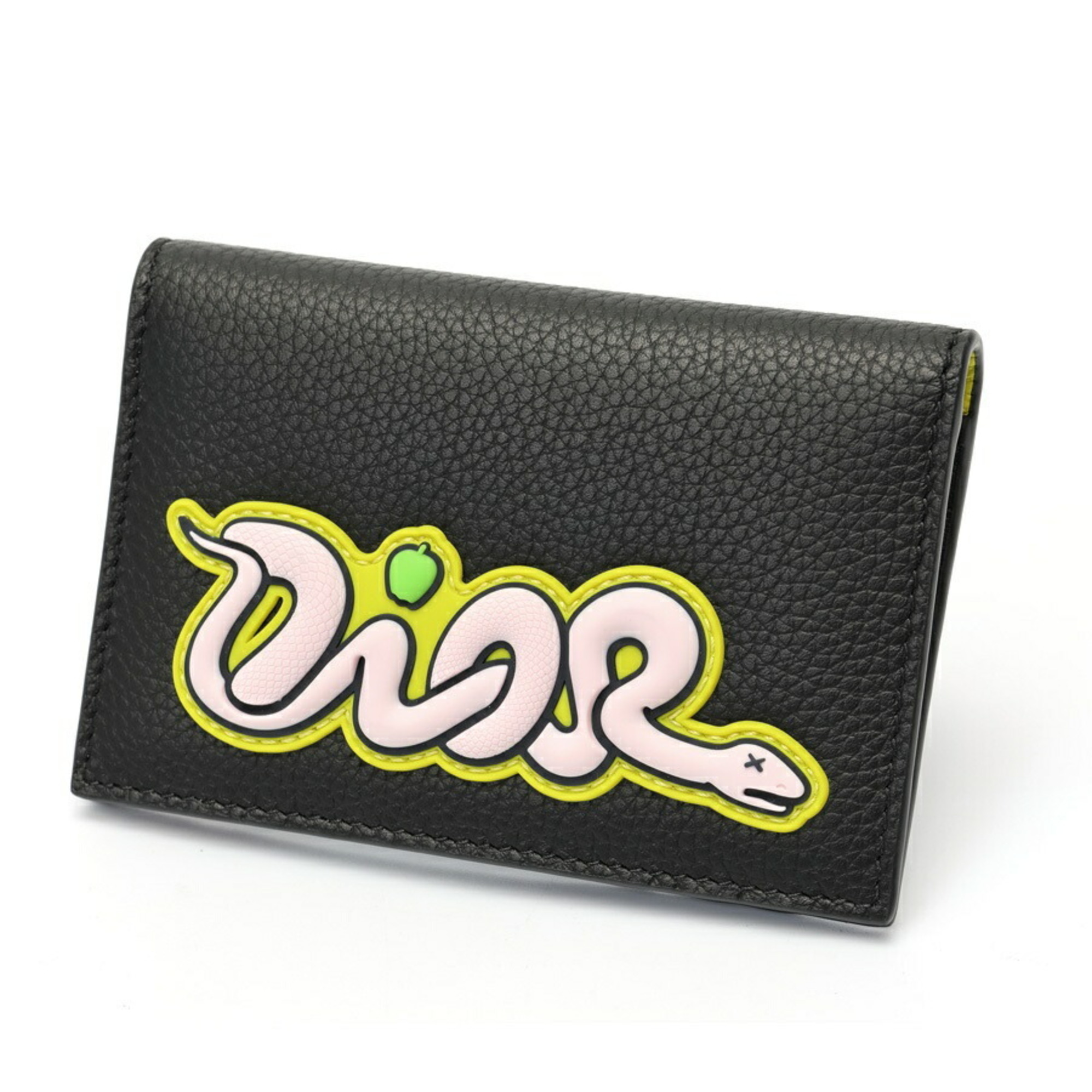 Christian Dior Dior KAWS collaboration snake card holder/card case in black leather (S-159264) – unused