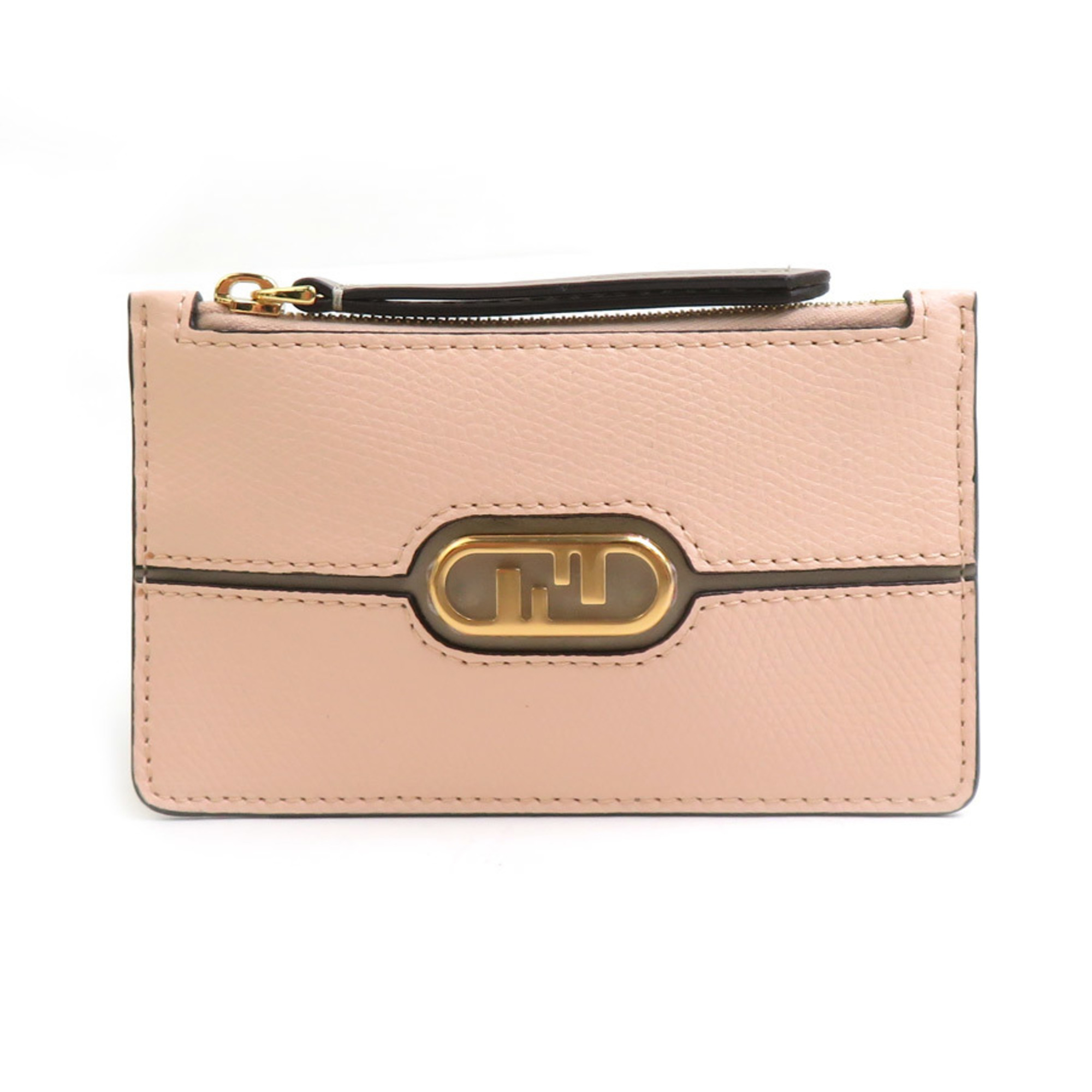 FENDI Business Card Holder/Card Case Leather Pink Beige Gold Women’s 7AS135 ALS6 e60460g