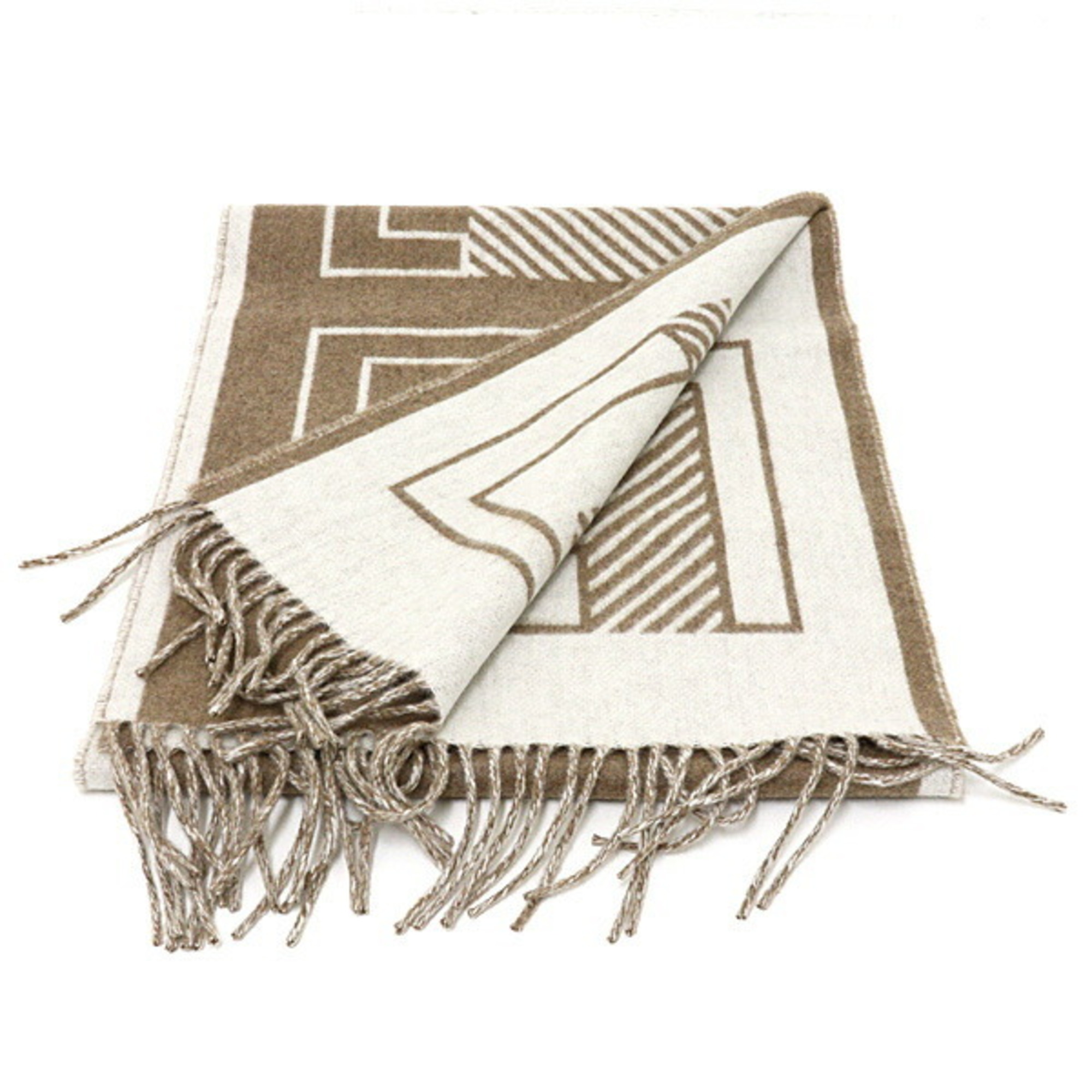 Hermes HermÃ¨s Cashmere Scarf, Lettre au CarrÃ©, Beige, W31.5 x H177.5cm, H259152S02, Unused