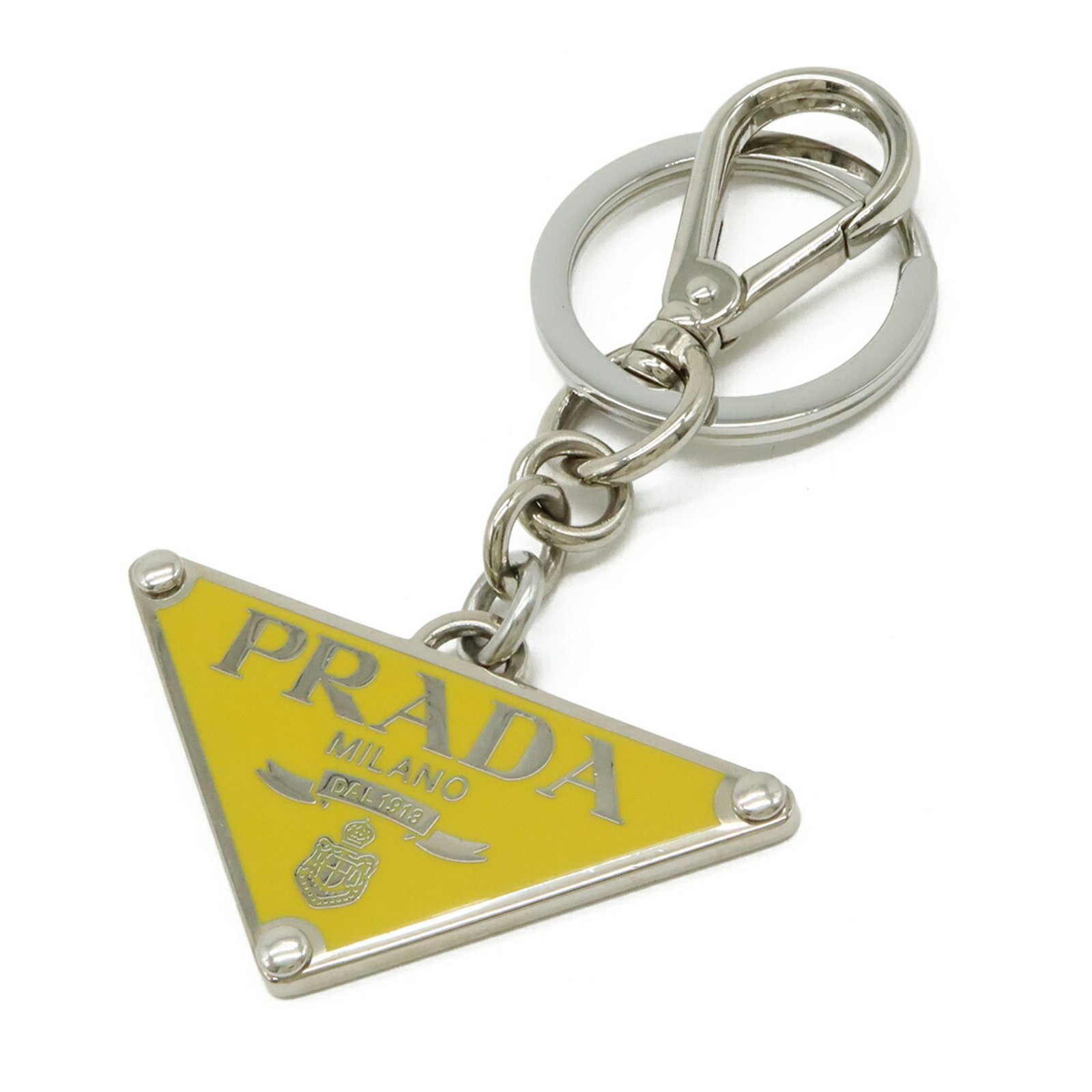 PRADA Prada Triangle Keychain/Bag Charm, Metal, Yellow, 2PS057