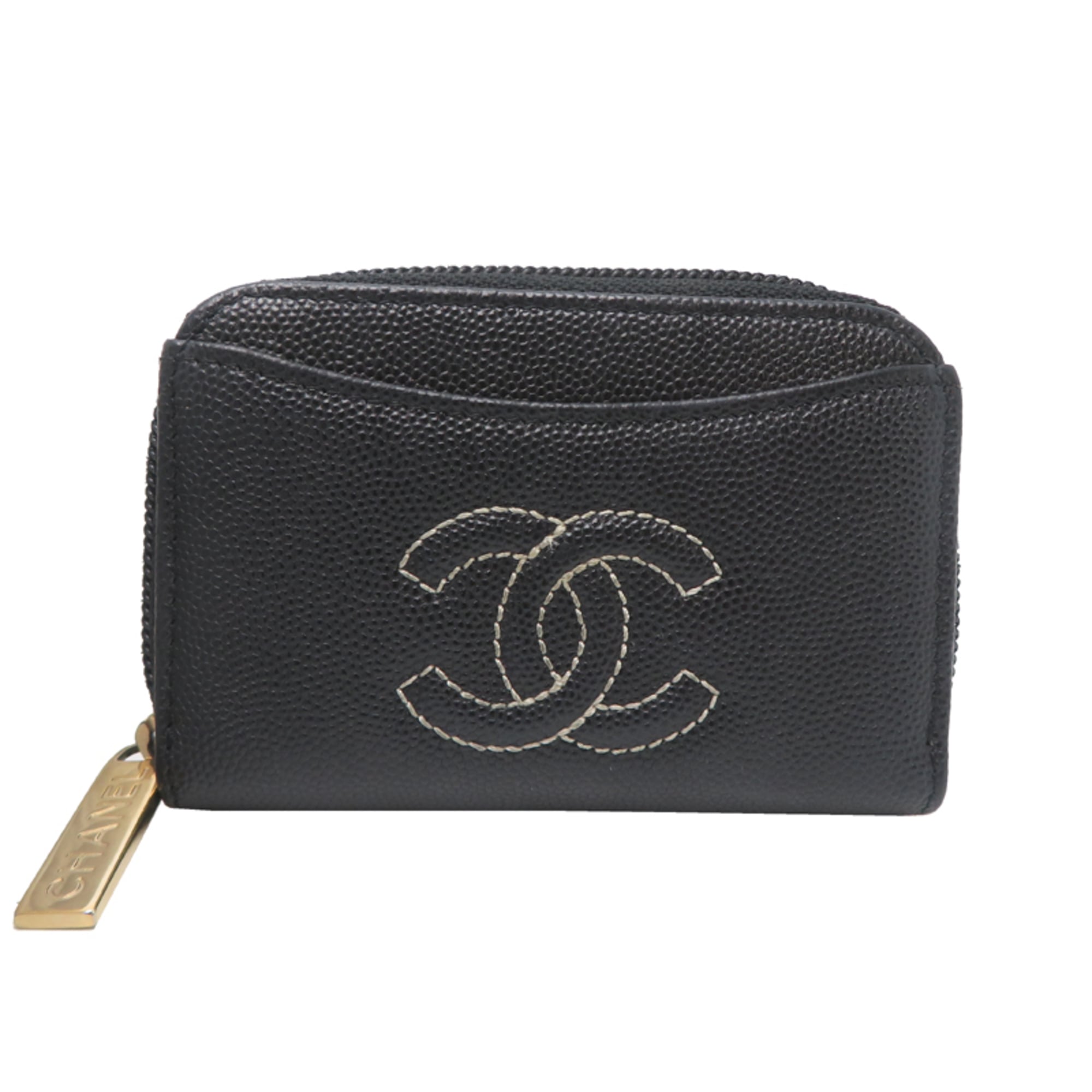 Chanel Timeless Women’s Card Case A82634 Caviar Leather Black