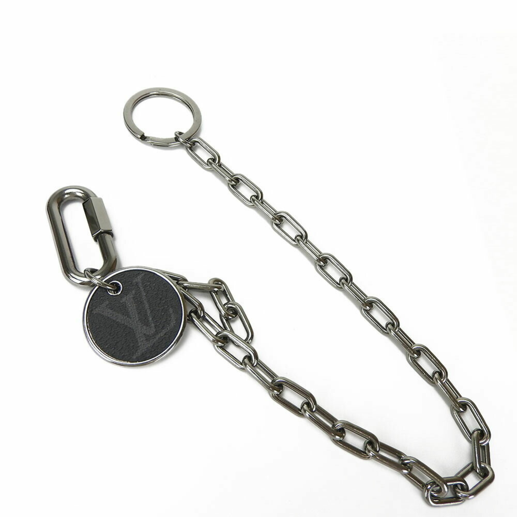Louis Vuitton Keychain Keyring Black Gunmetal Men’s M68862 Monogram Eclipse LV LOUIS VUITTON Chain keyring black silver
