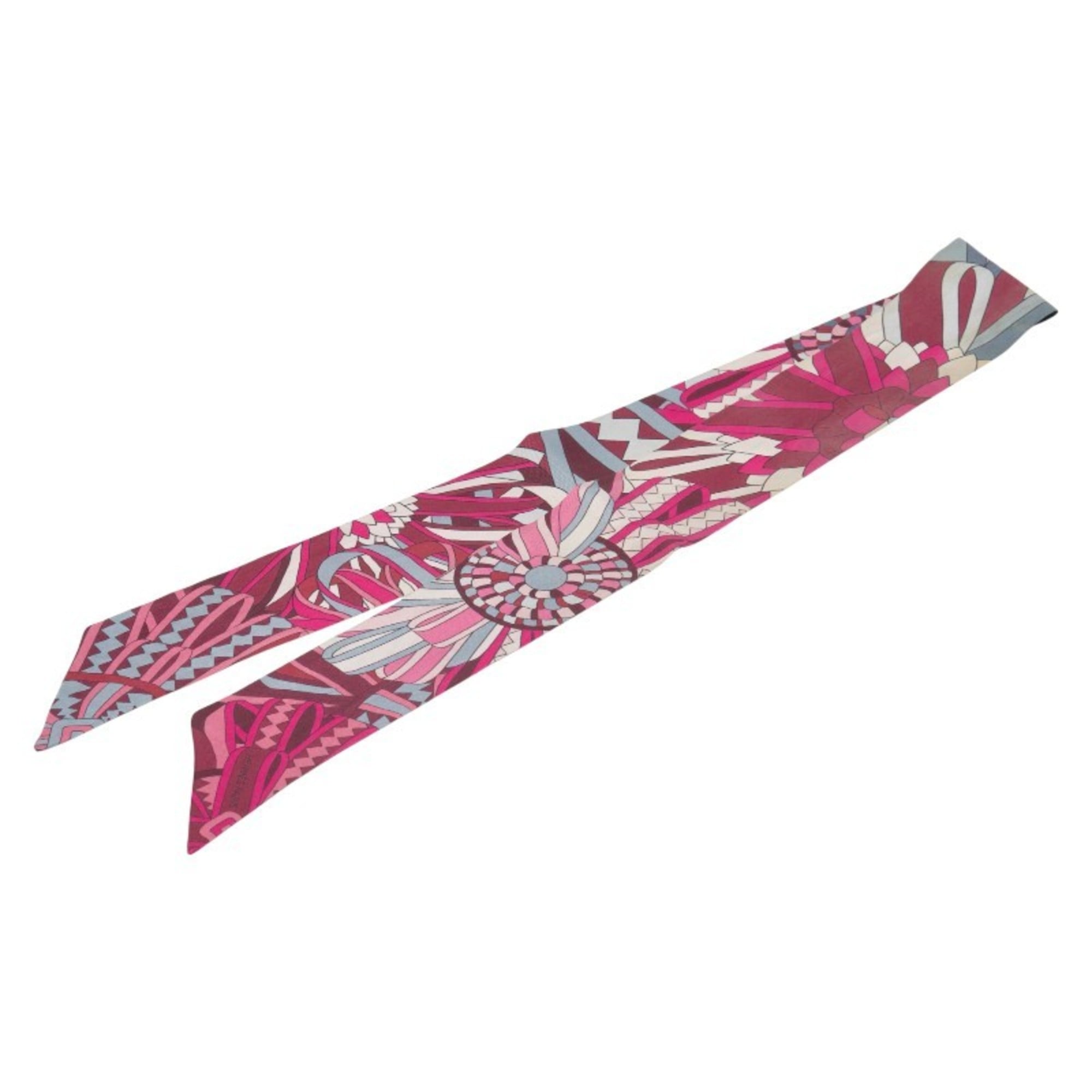 HermÃ¨s Twilly “Les Flots du Cheval” Horse Award Scarf, Pink, Wine Red, Multicolor, Silk, Women’s, HERMES