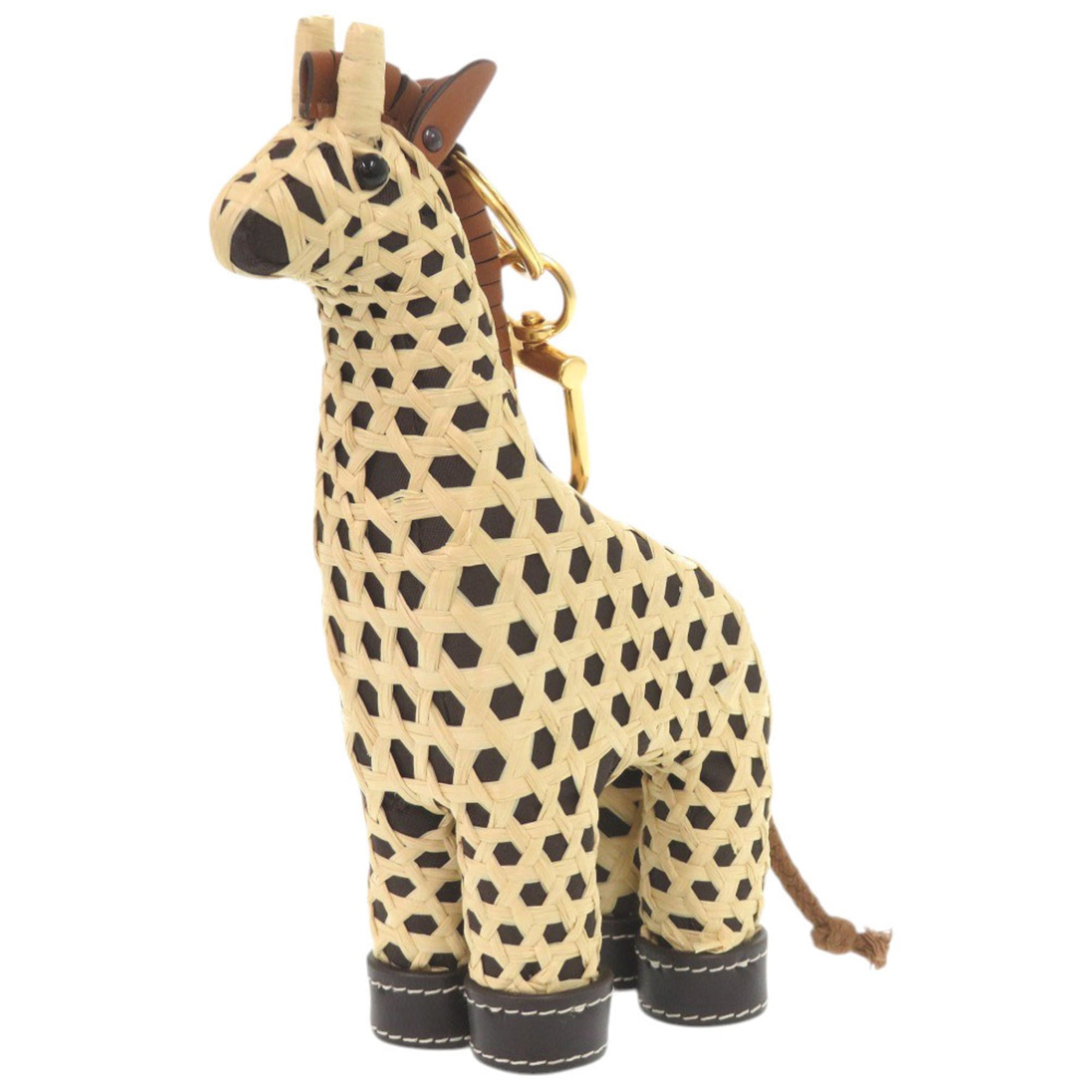 Tory Burch Giraffe Raffia Beige Keychain 0270