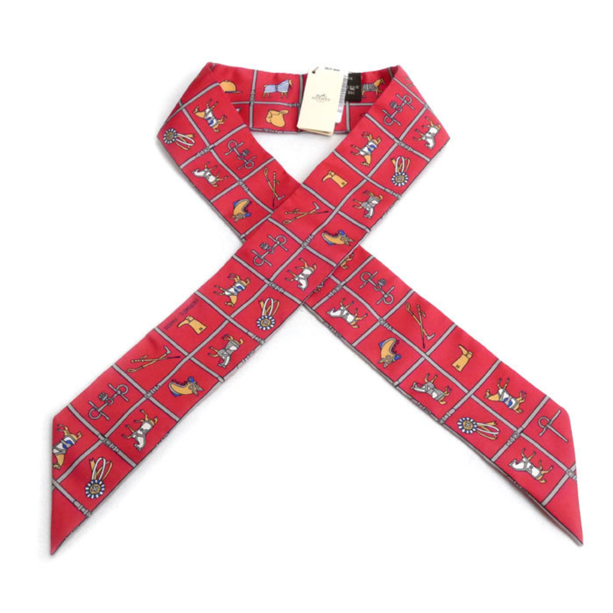 HERMES Twilly COUVERTURES ET TENUES Scarf Muffler Grenadine/Camel/Blue H061356S 11 Women’s