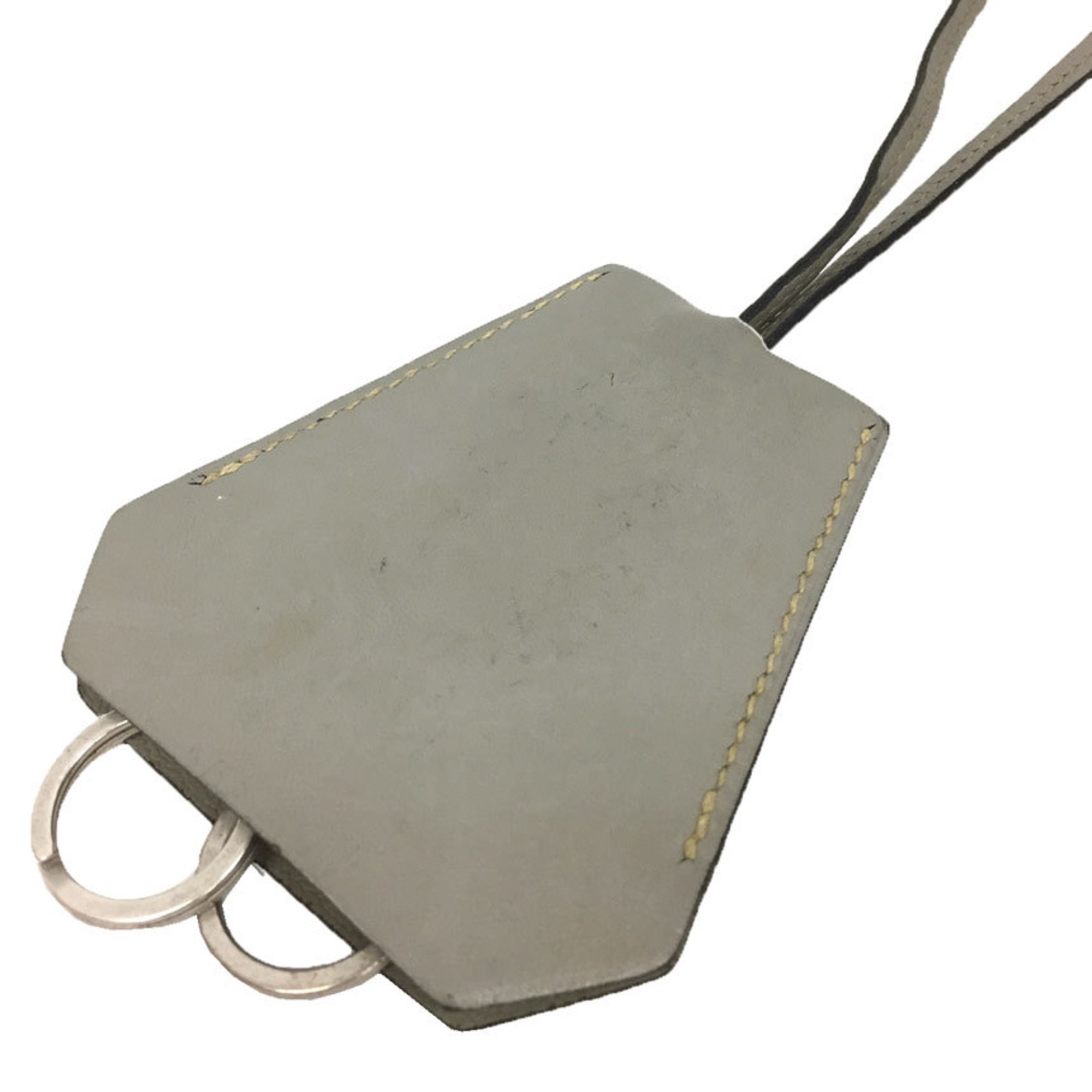 Hermes HERMES Leather Crochet Necklace Keybell Key Ring Holder Charm Gray