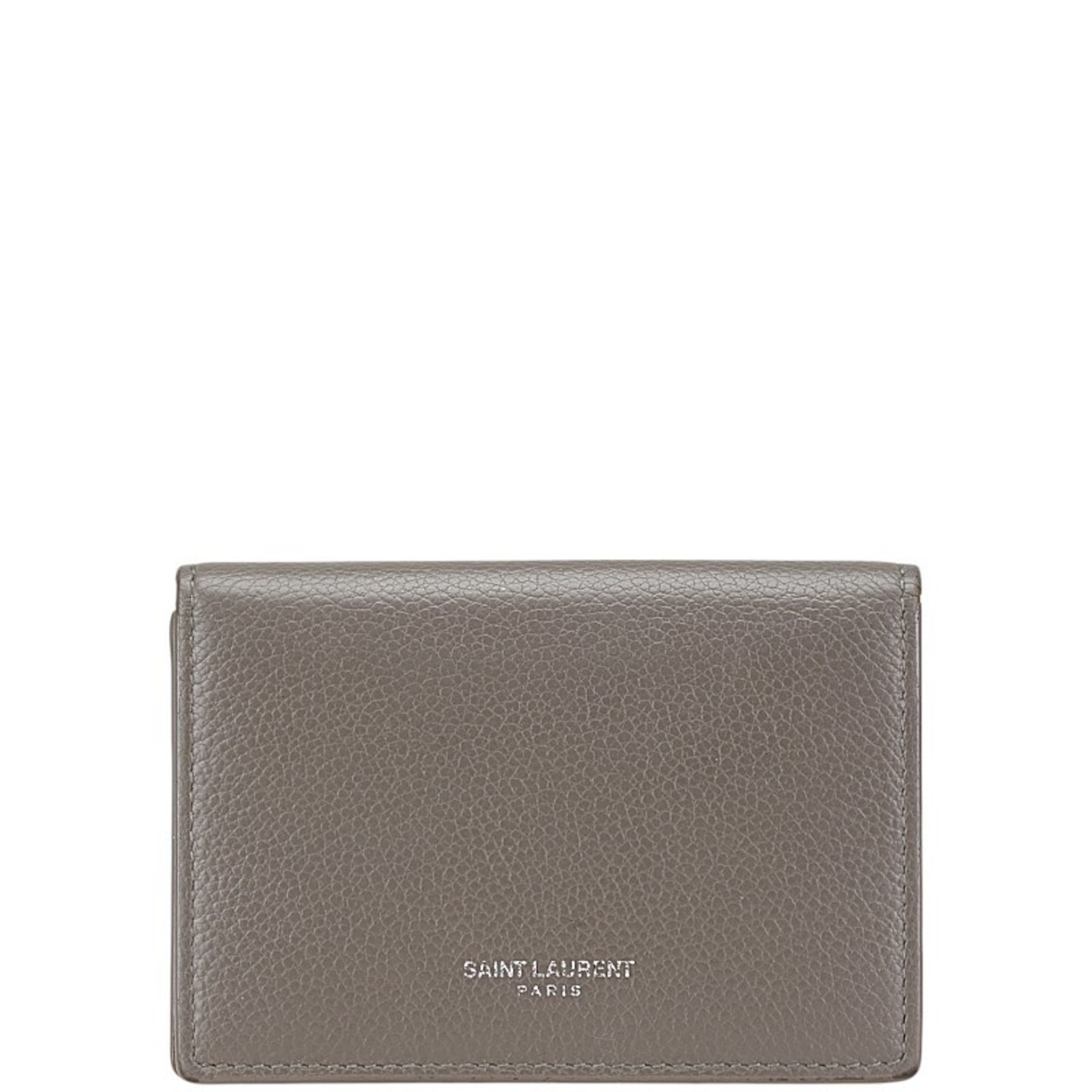Saint Laurent Business Card Case/Card Case/Pass Case 468994 Gray Leather Women’s SAINT LAURENT