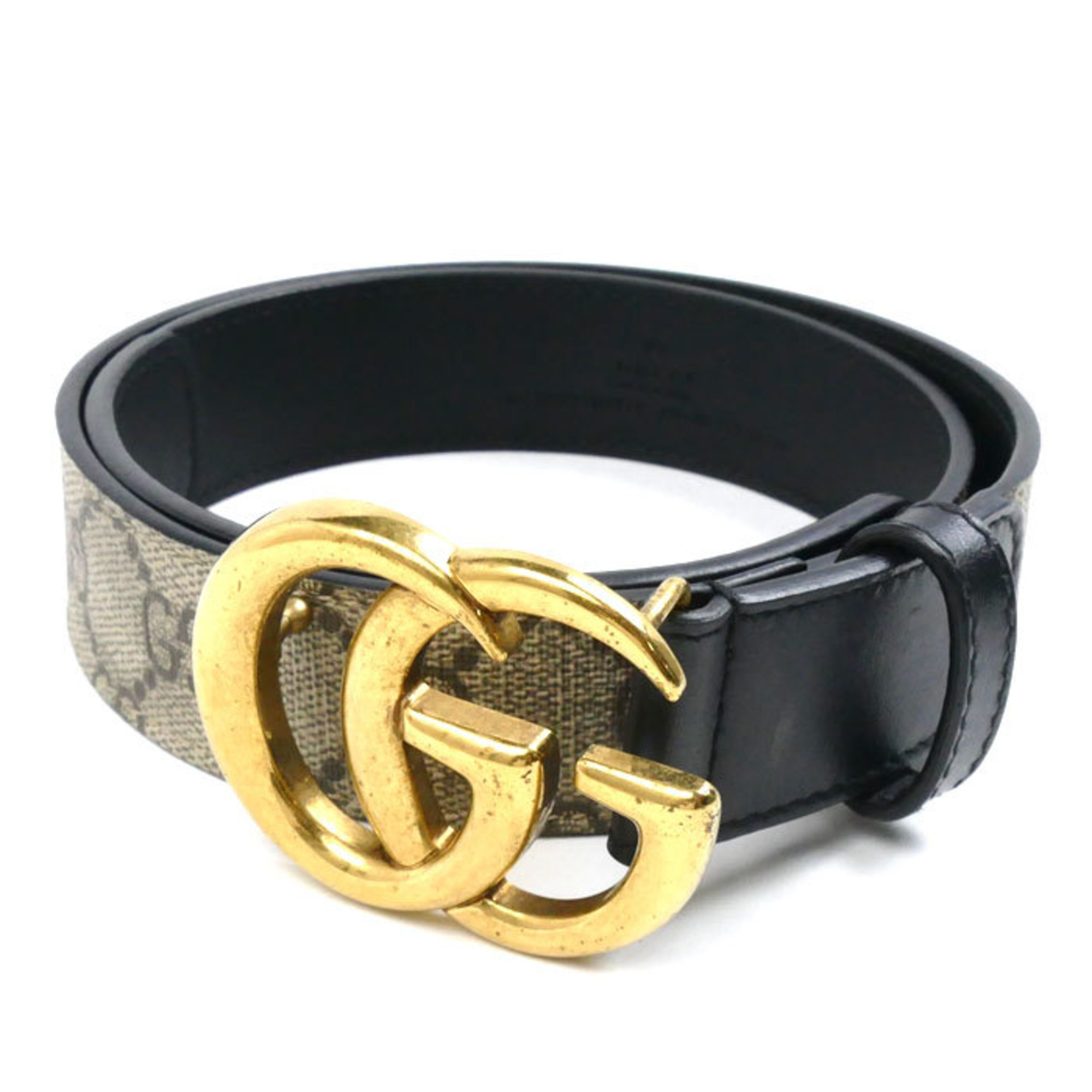 GUCCI GG Supreme Canvas Belt Black Khaki 625839 Women’s
