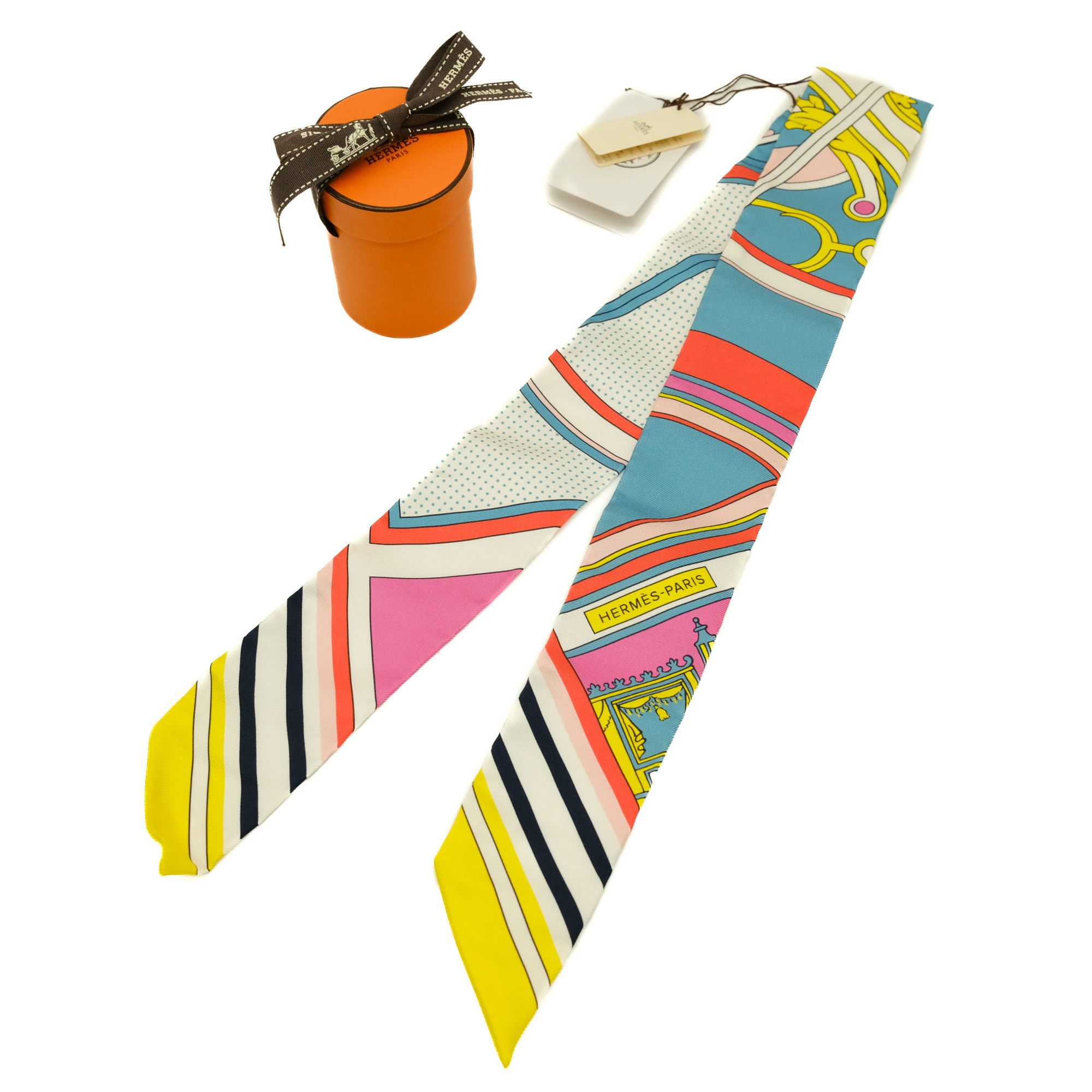 HERMES Scarf/Muffler Twilly George Washington’s Carriage Detail Silk 2019