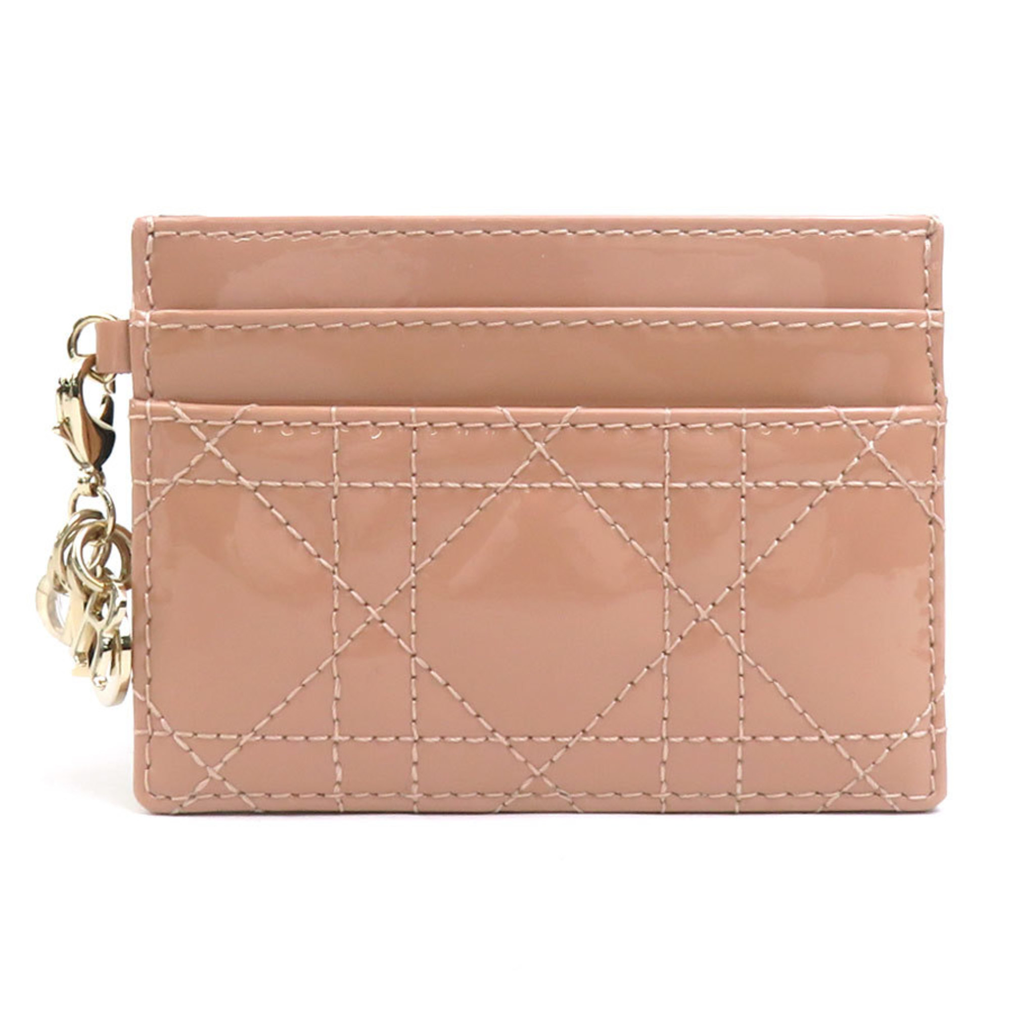 Christian Dior Business Card Holder/Card Case Holder Enamel Pink Beige Women’s 56018a