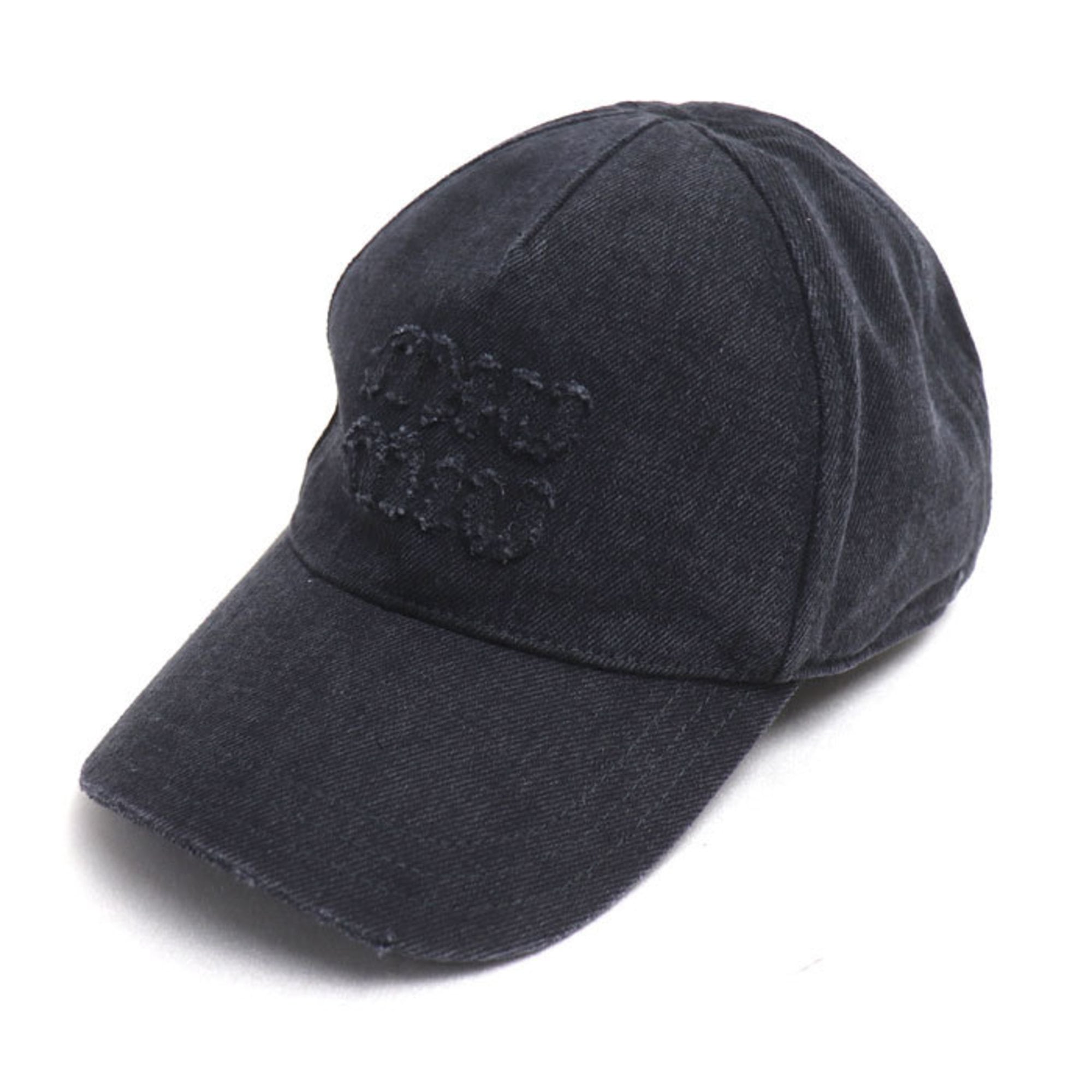 MIUMIU Miu Denim Baseball Cap, Black, Size S, Embroidered, Women’s, 5HC179_2CL4_F0002