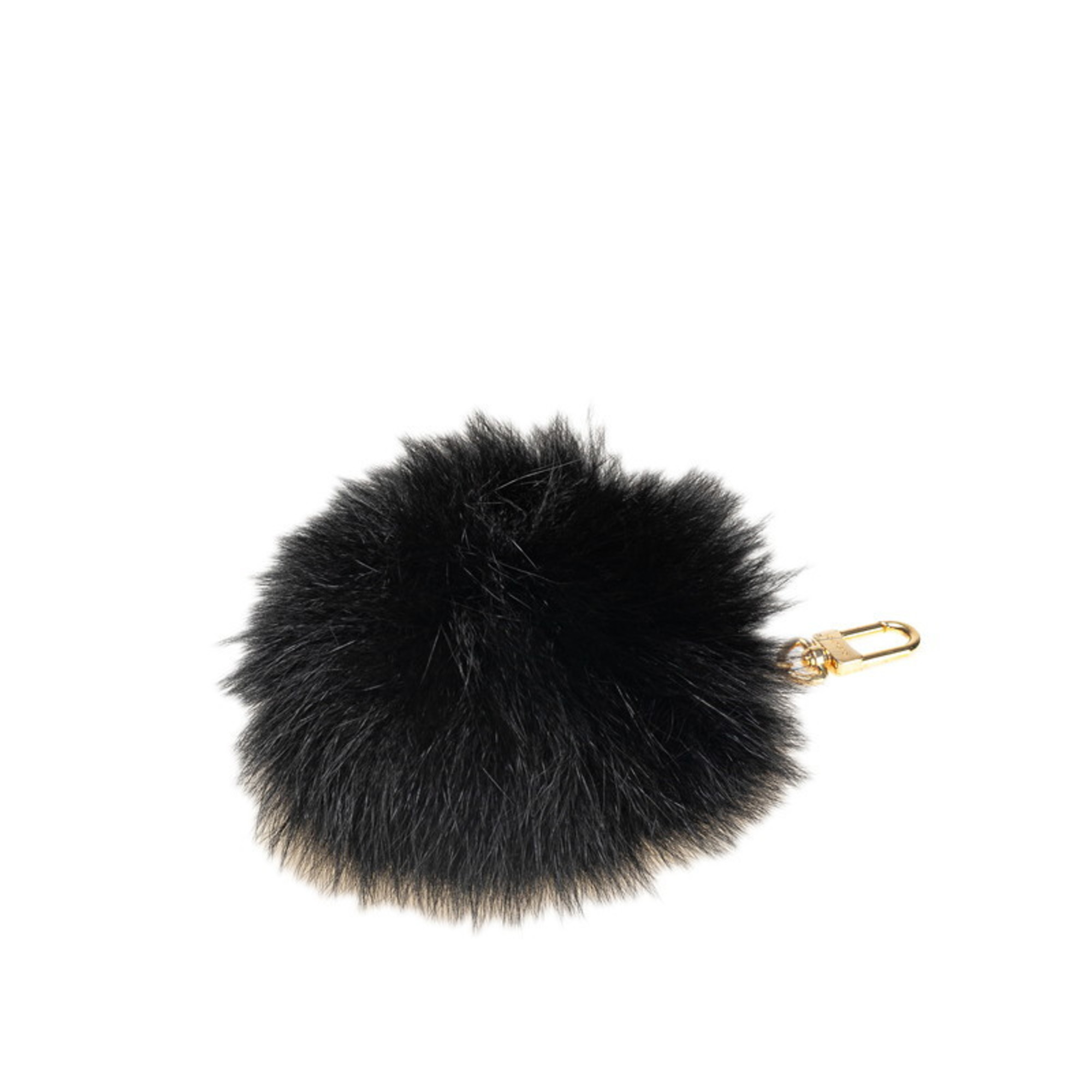 Louis Vuitton Fuzzy Bubble Fur Bag Charm Keychain M67372 Black with Gold Hardware, Women’s LOUIS VUITTON