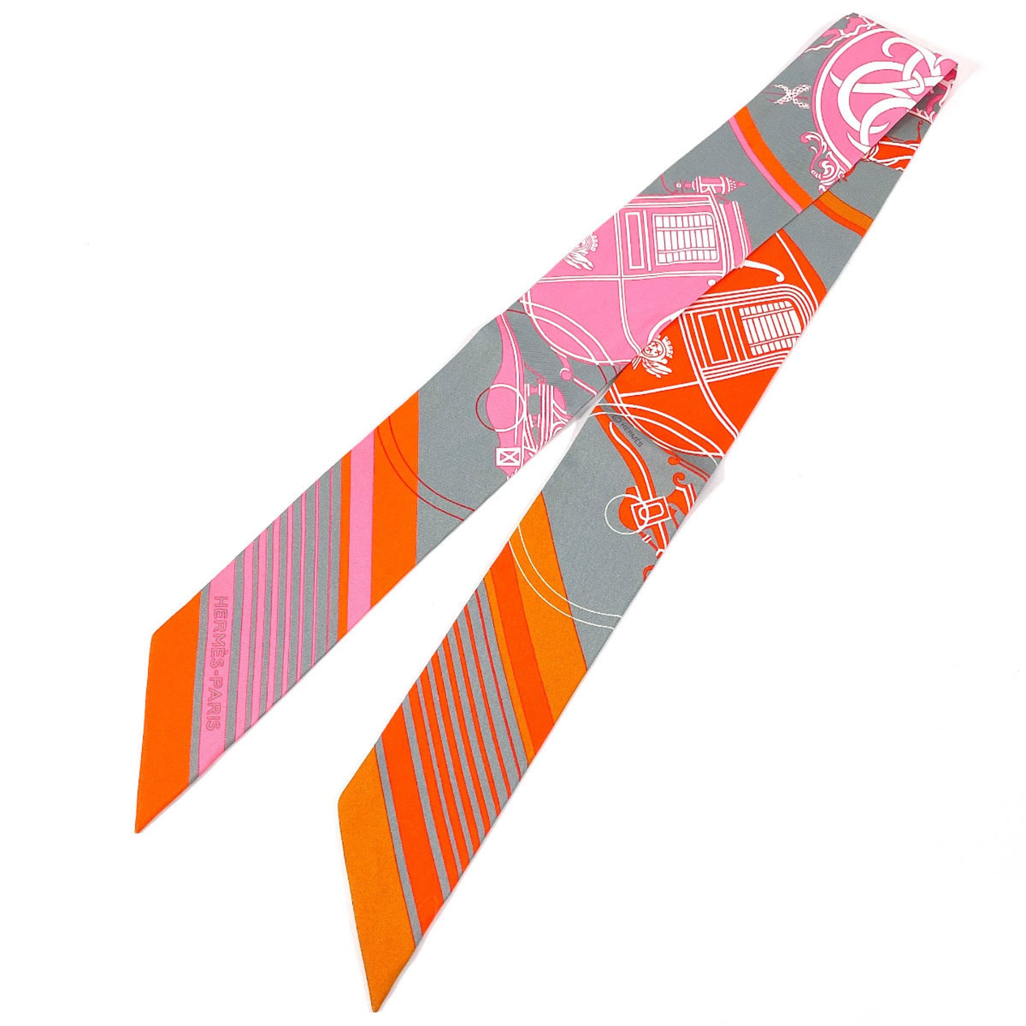 HERMES Ex Libris Twilly Silk Grey Women’s