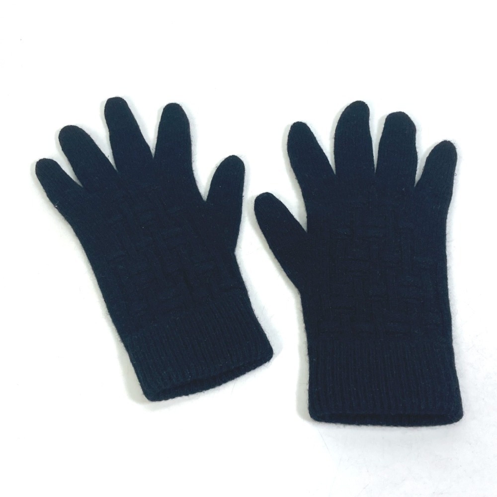 HERMES All-Over H Logo Cashmere Gloves for Men, Black