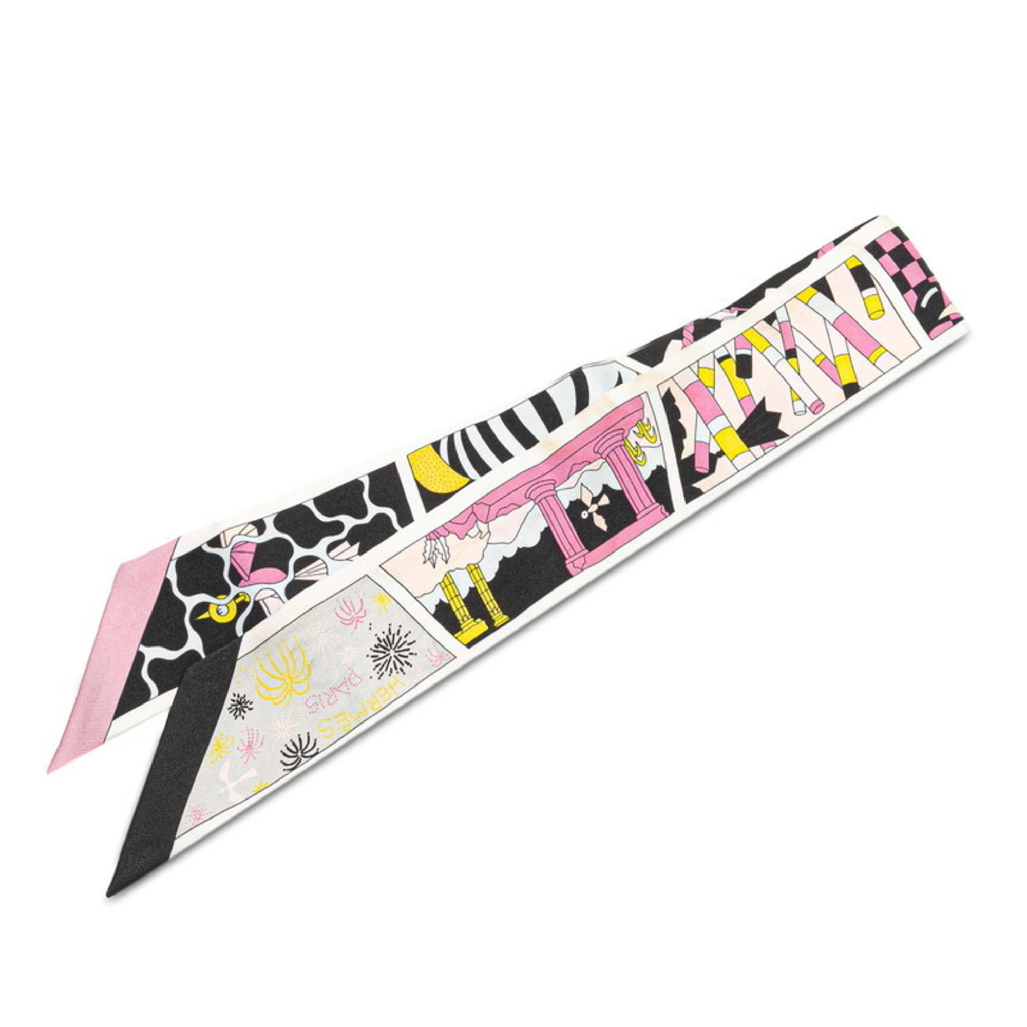 HermÃ¨s Twilly Factory Suite Scarf, White and Multicolor Silk, Women’s, HERMES