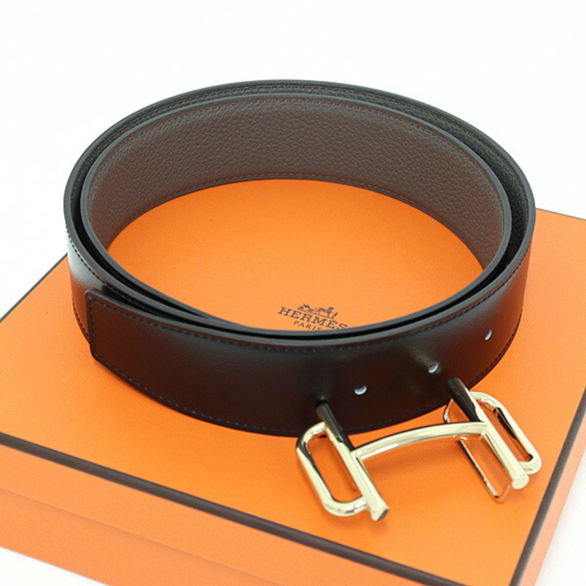 Hermes Buckle Royal & Leather Belt 38 Box Calf 135/Veau Togo Black/Etain Z Stamp S