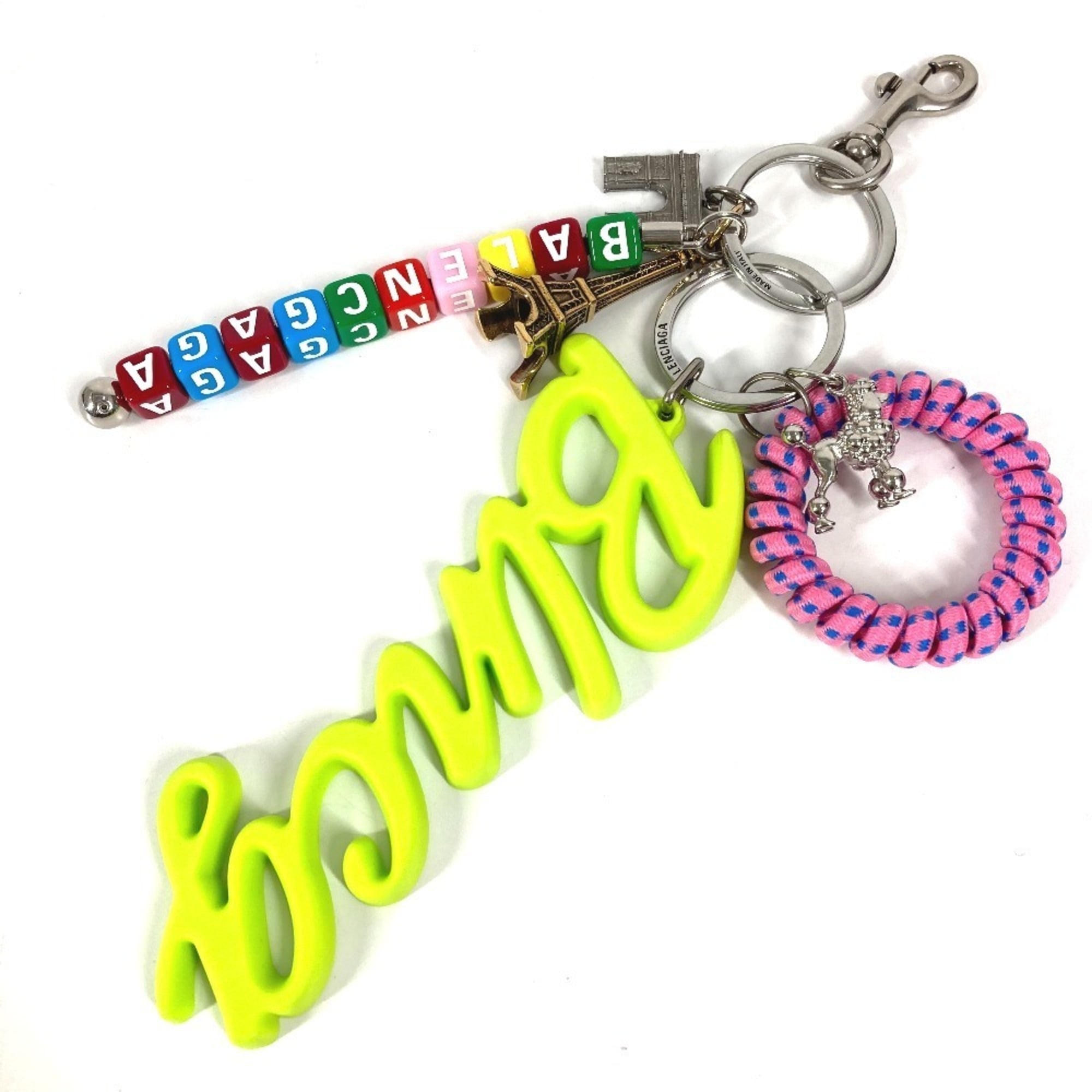 BALENCIAGA 8290032 Charm Key Ring BLNCG Logo Bag Keychain Plastic Metal Men’s Women’s Multicolor