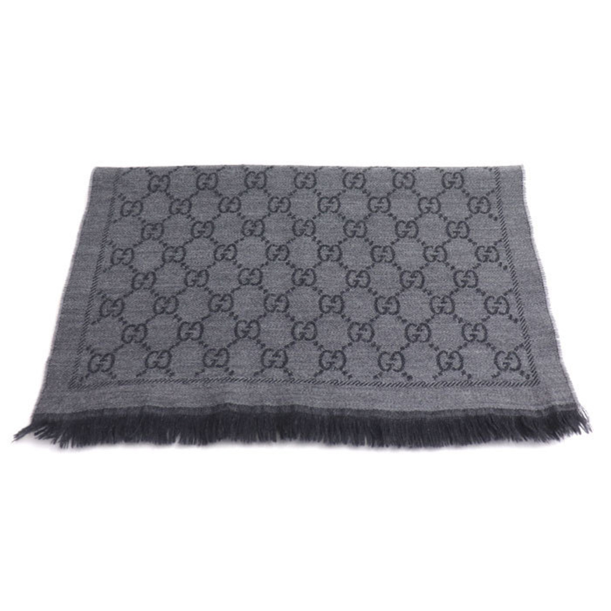 GUCCI GG pattern wool scarf, gray, men’s