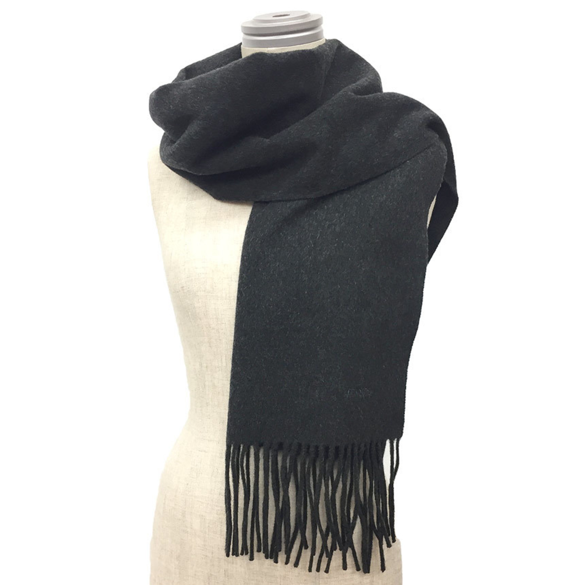 HERMES Hermes Cashmere Stole Gaultier Period Charcoal Gray Men’s Women’s Unisex Scarf