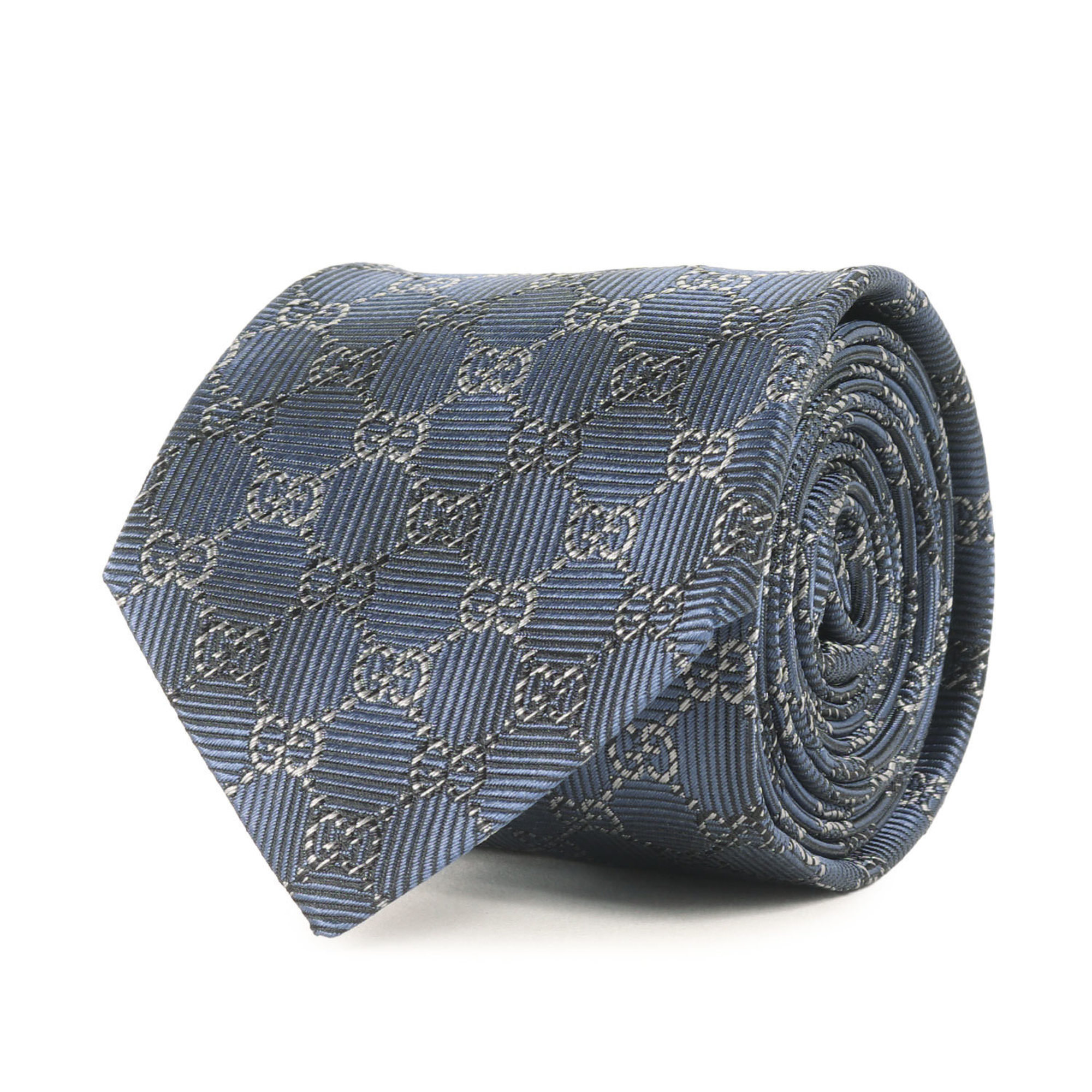 GUCCI GG Monogram Regimental Silk Tie in Navy Blue for Men, K4613