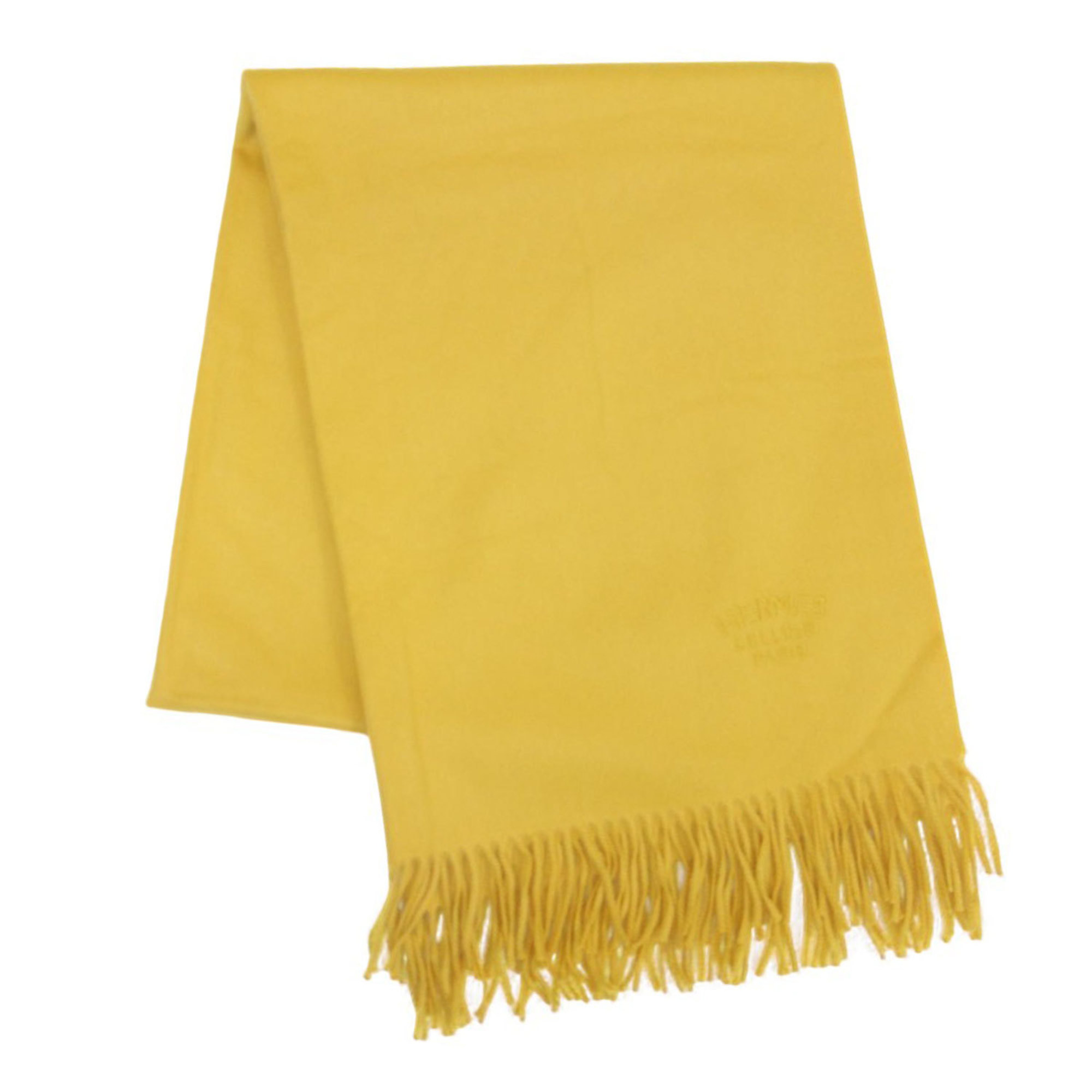 HERMES Hermes Serie Embroidered Cashmere Stole Scarf Made in England Yellow Women’s