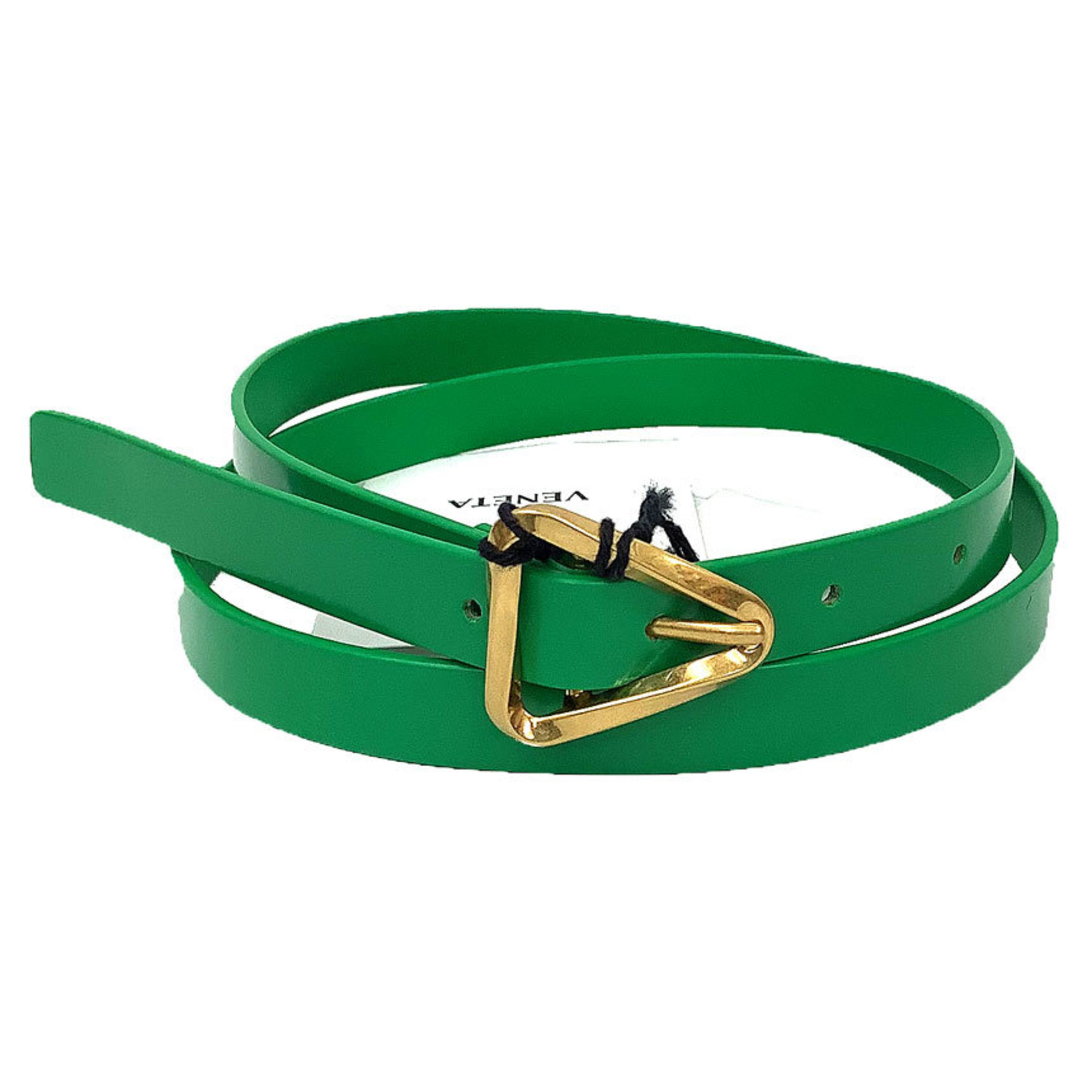 BOTTEGA VENETA Triangle Belt 680342 Leather Green Gold Buckle 85/34 inc Bottega