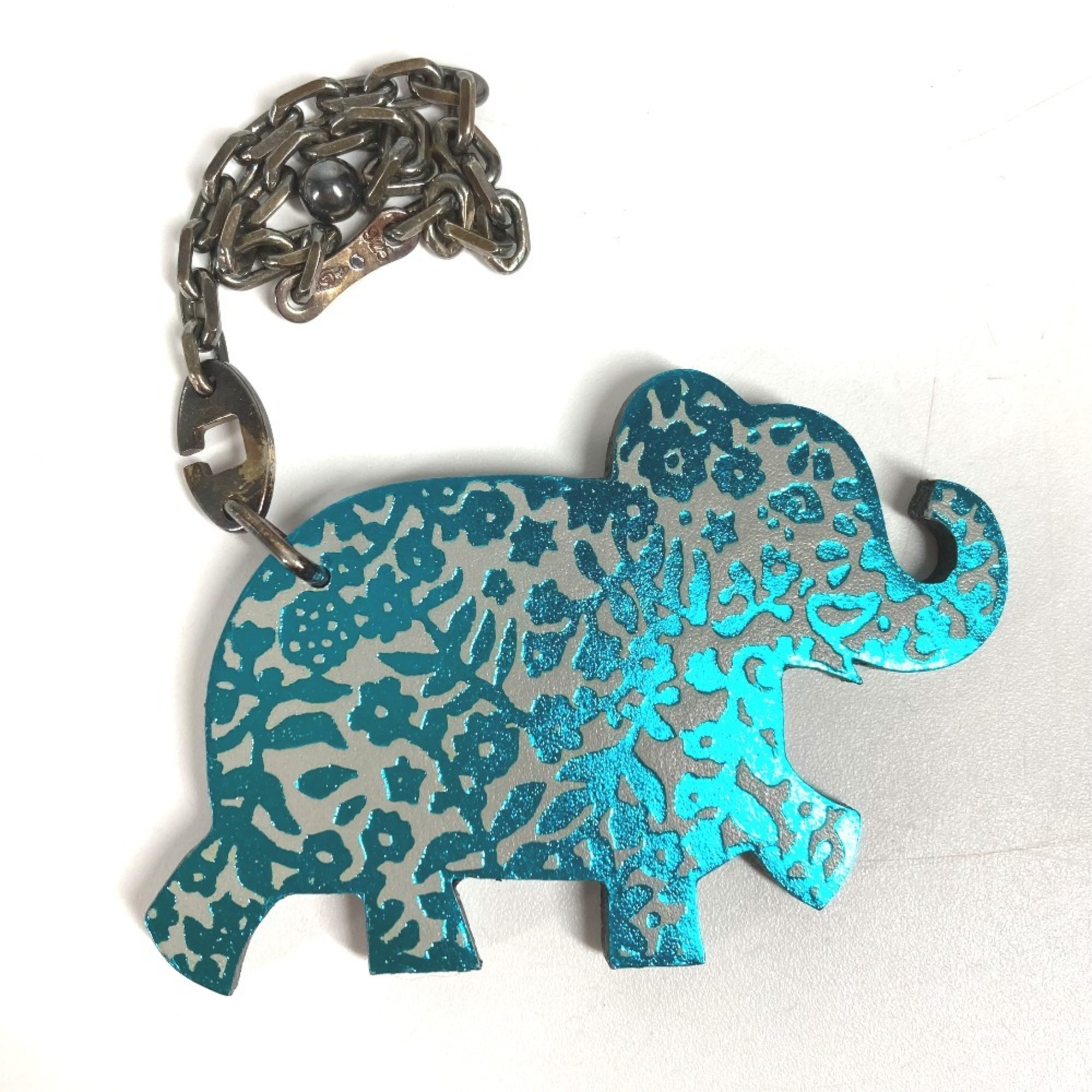 HERMES Animal Elephant Chain Bag Charm Keychain Leather Men’s Women’s Gray
