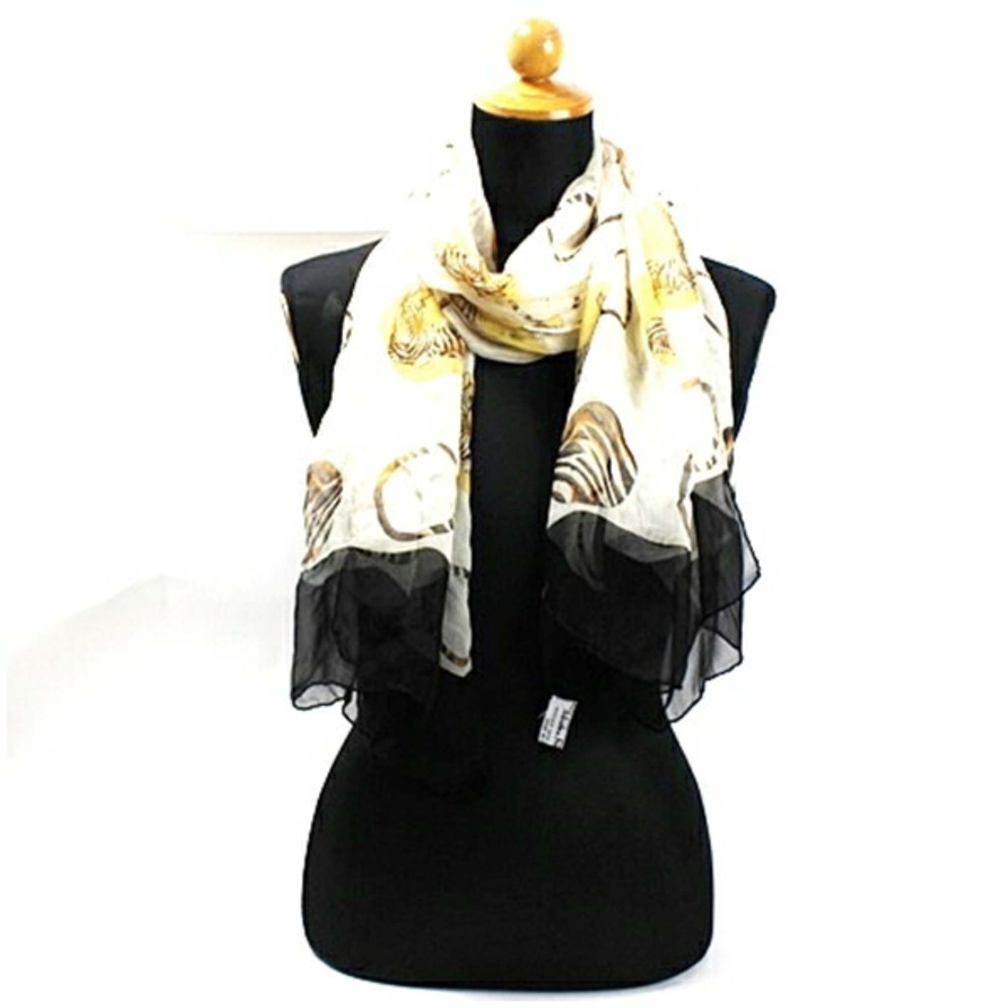 Salvatore Ferragamo Silk Stole Black x Ivory Animal Print Women’s