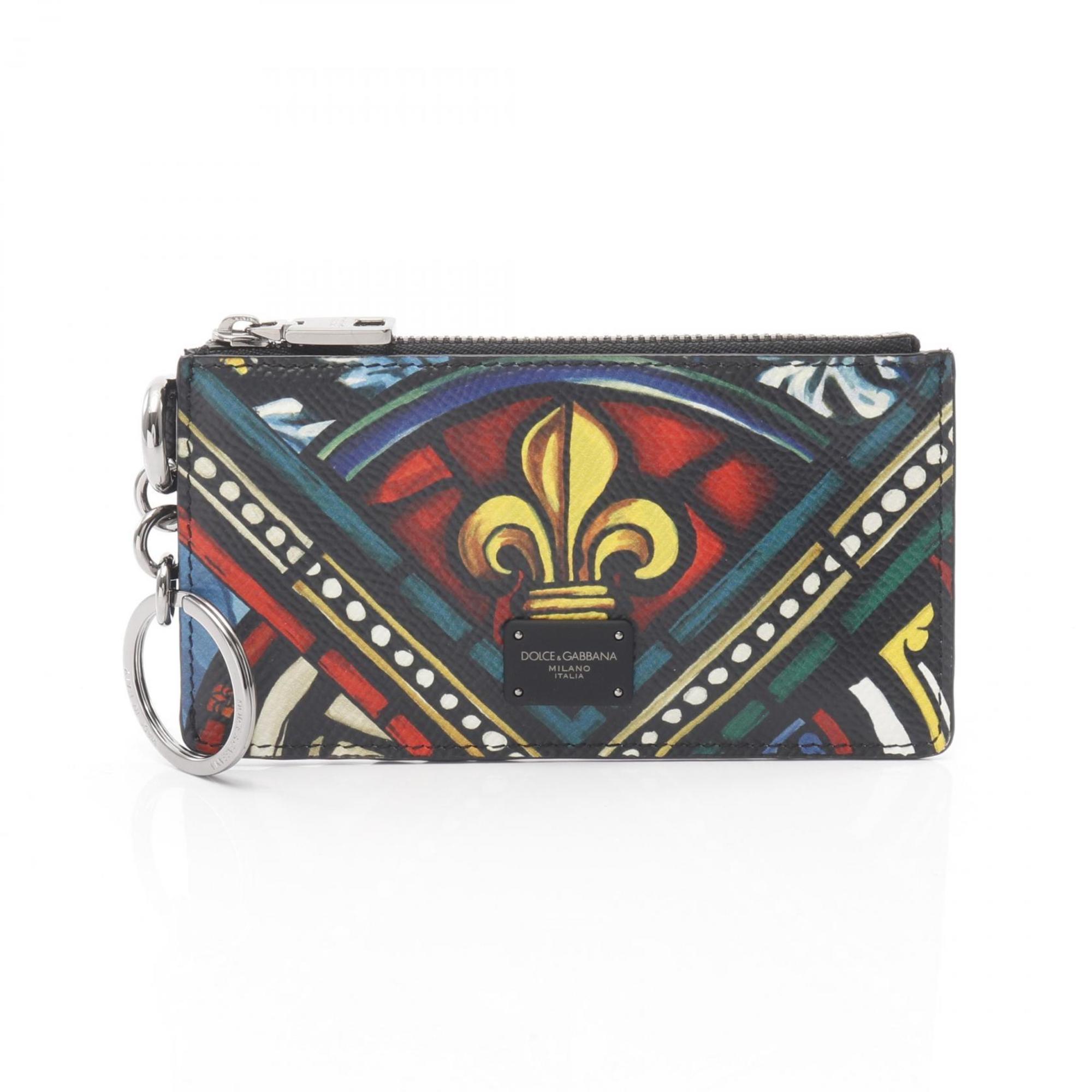 Dolce & Gabbana Men’s Leather Wallet, Coin Case, Business Card Black, Multicolor