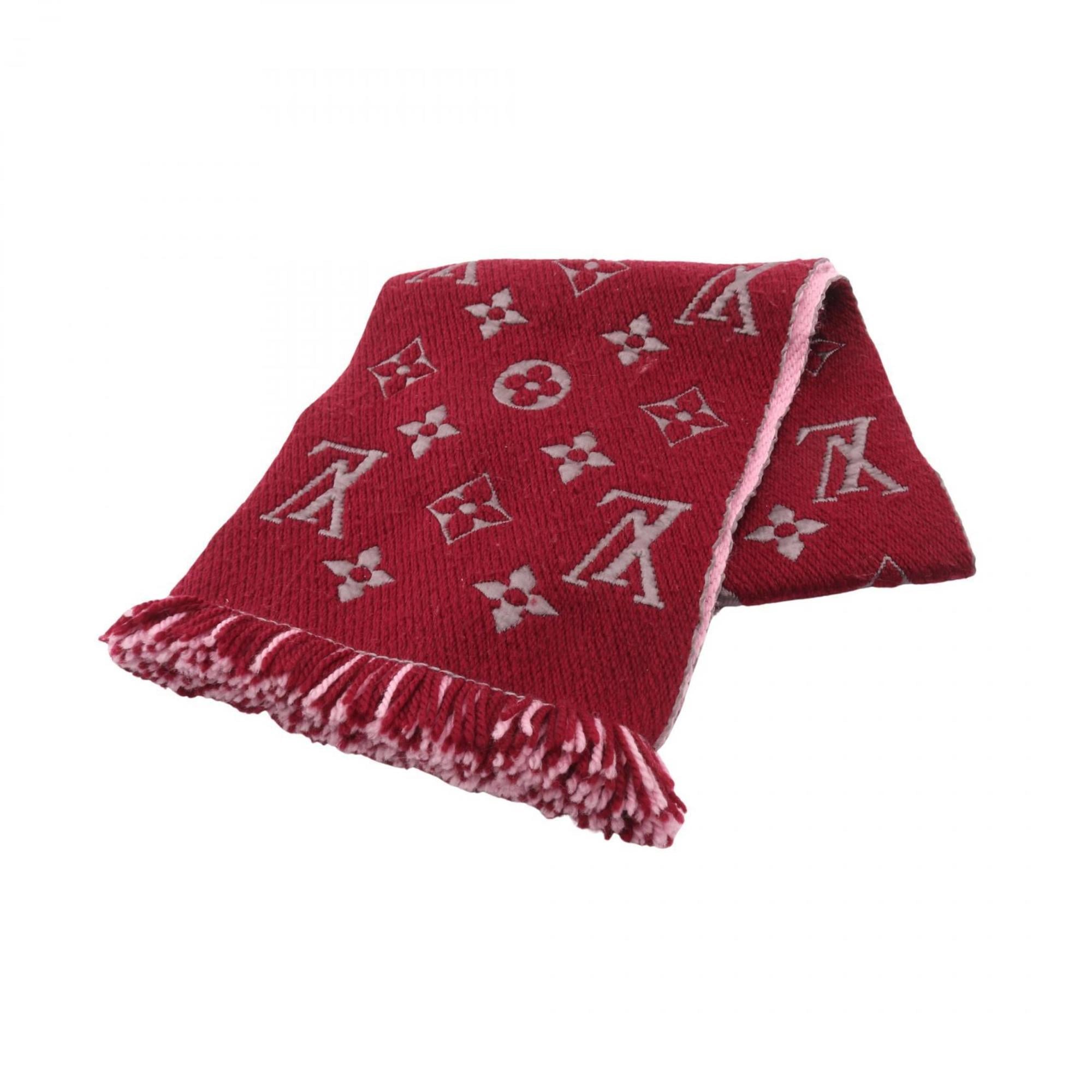 Louis Vuitton Echarpe Logomania Duo Scarf, Wool and Silk, Women’s, Bordeaux, Pink, Wine