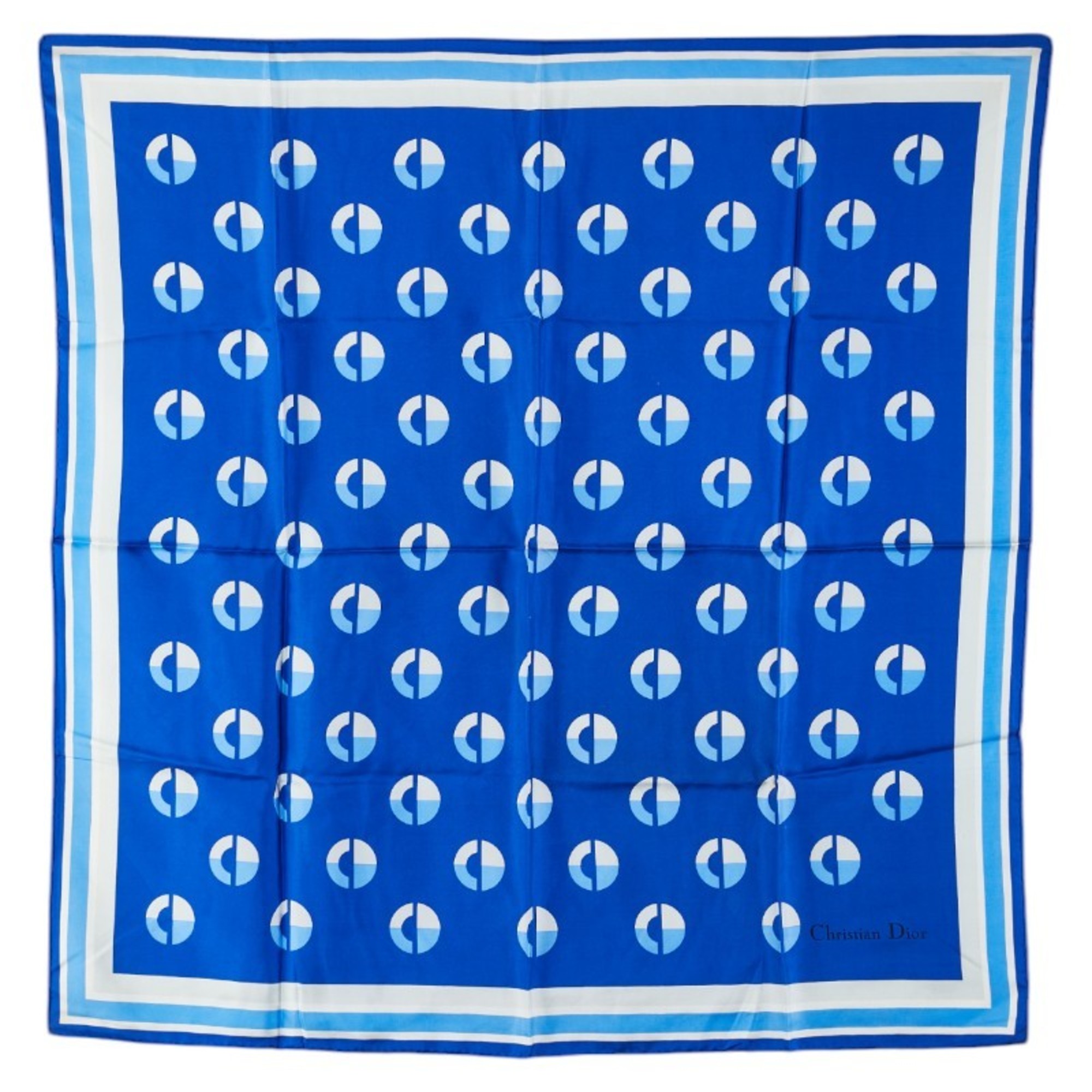 Christian Dior Dior logo scarf, blue and white silk, women’s,