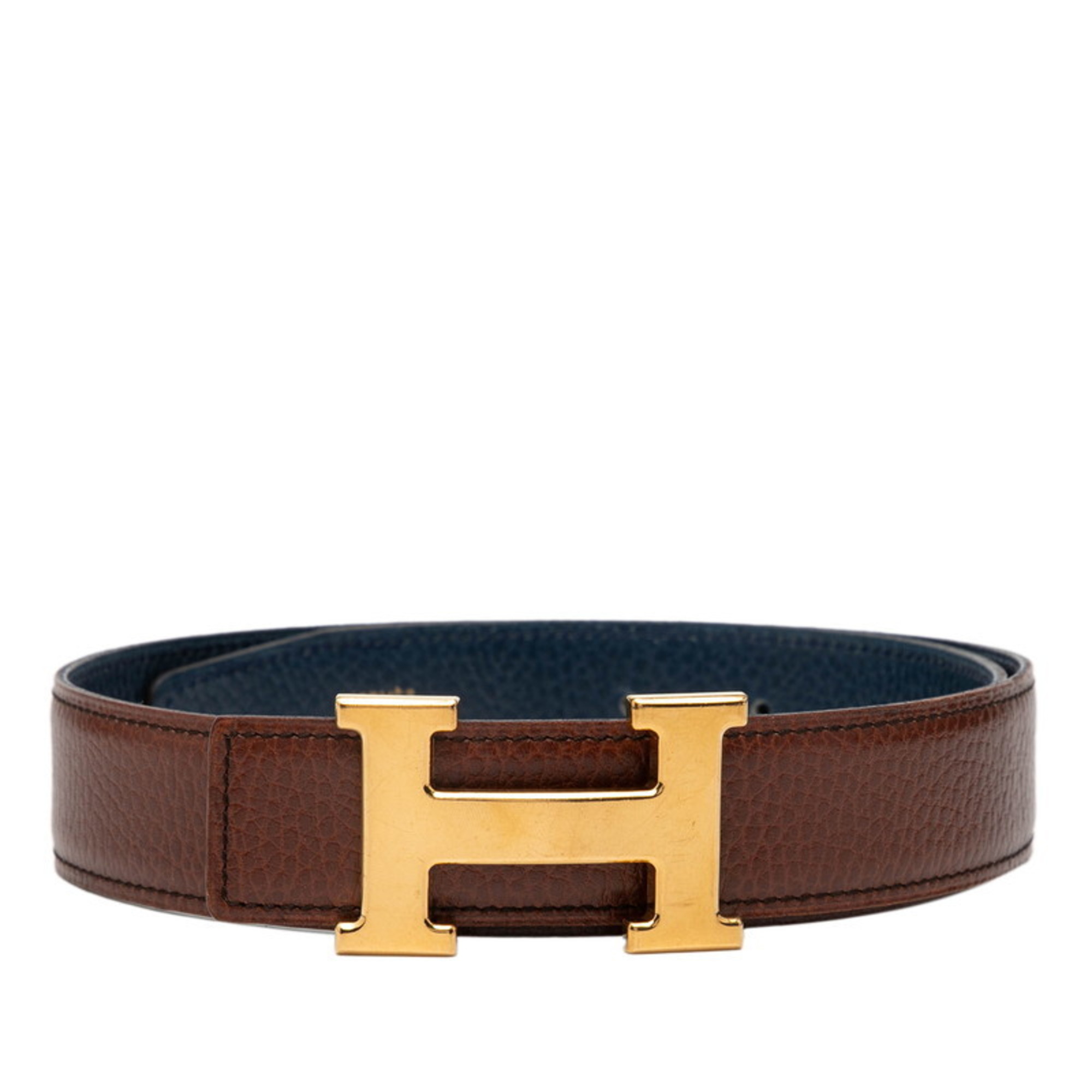 Hermes HermÃ¨s Constance H Belt, reversible, size 70, brown and navy leather, women’s.