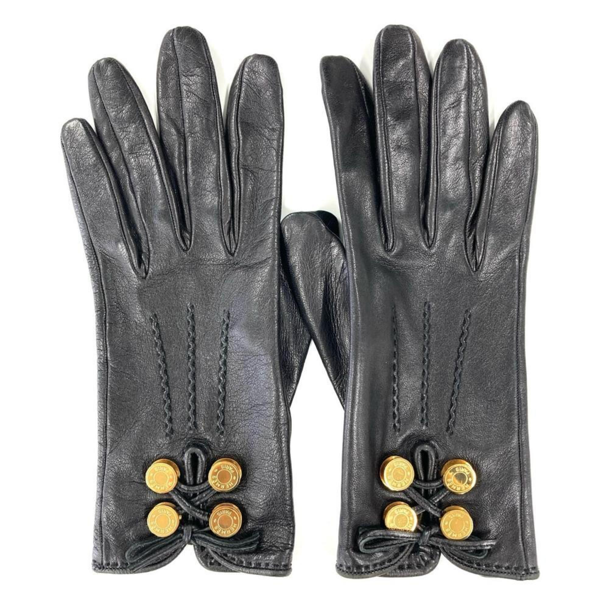 Hermes HERMES Serie Gloves Lambskin Black Women’s