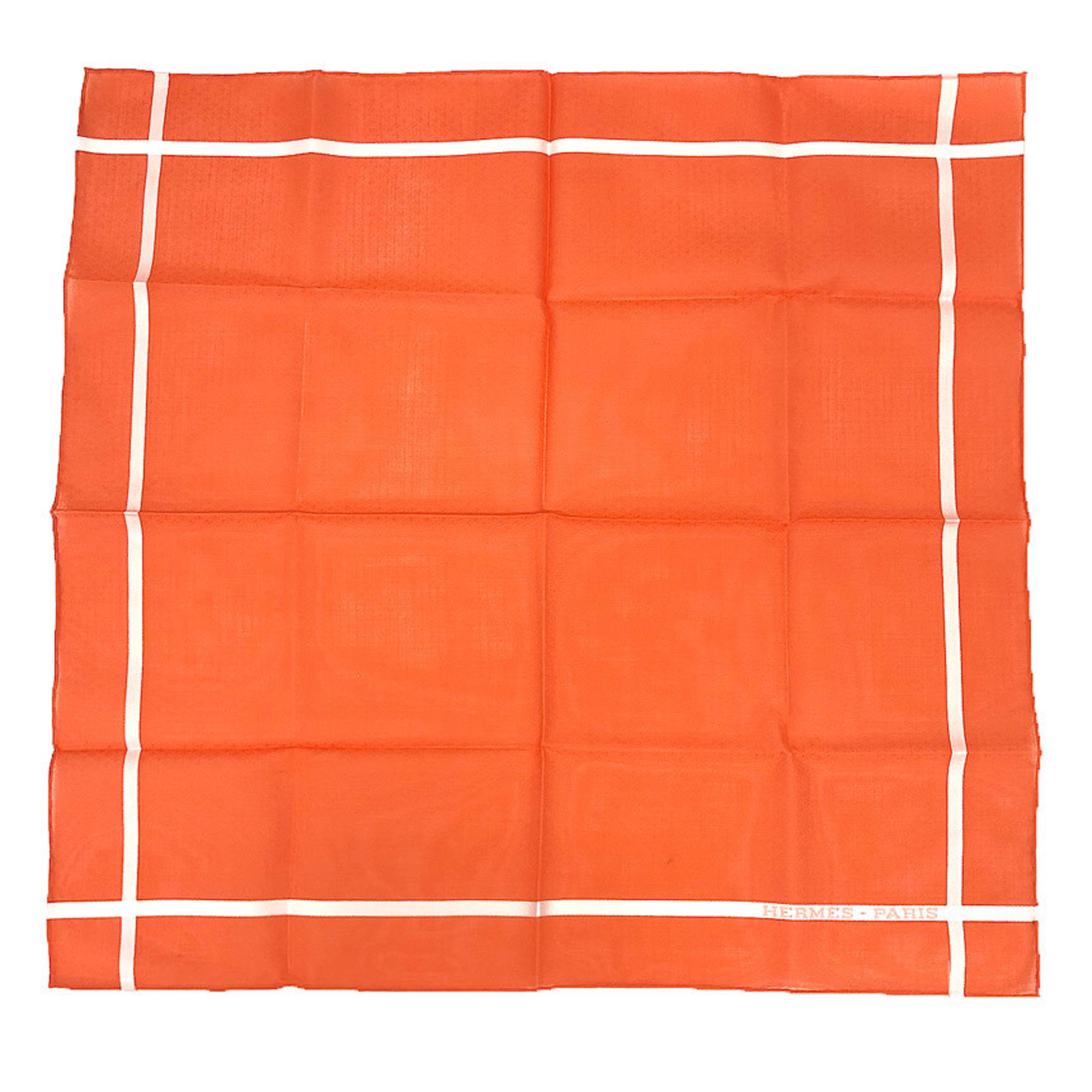 HERMES Jacquard H Cotton Handkerchief, Unisex, Pocket Square, Neckerchief, 100% Cotton, Orange, Unused