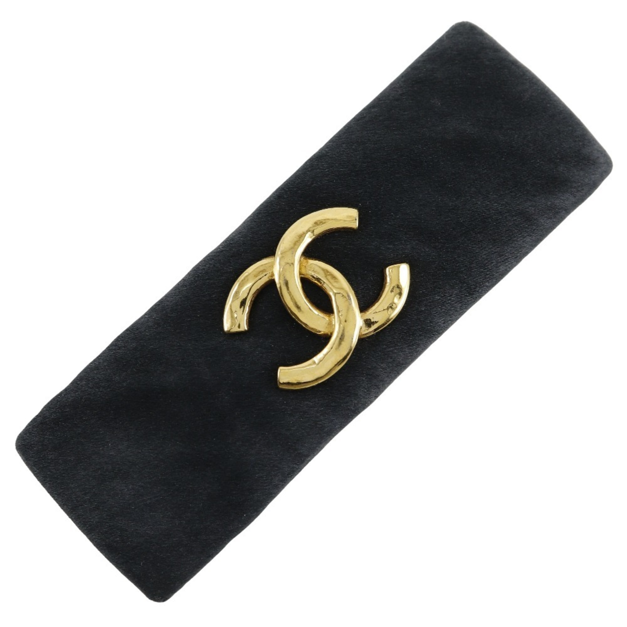 CHANEL COCO Mark Barrette Suede x Gold Plated Black Women’s