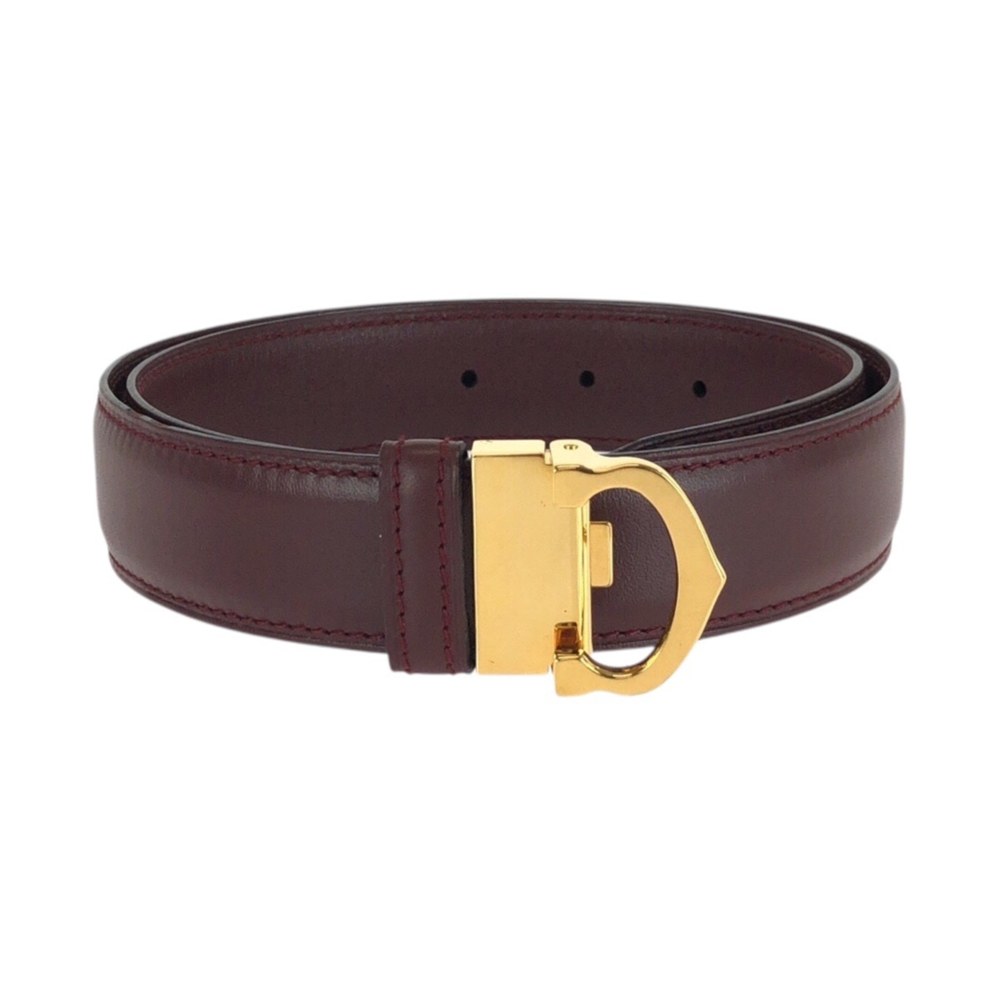 CARTIER Must Line Bordeaux Gold Hardware Leather Belt for Women