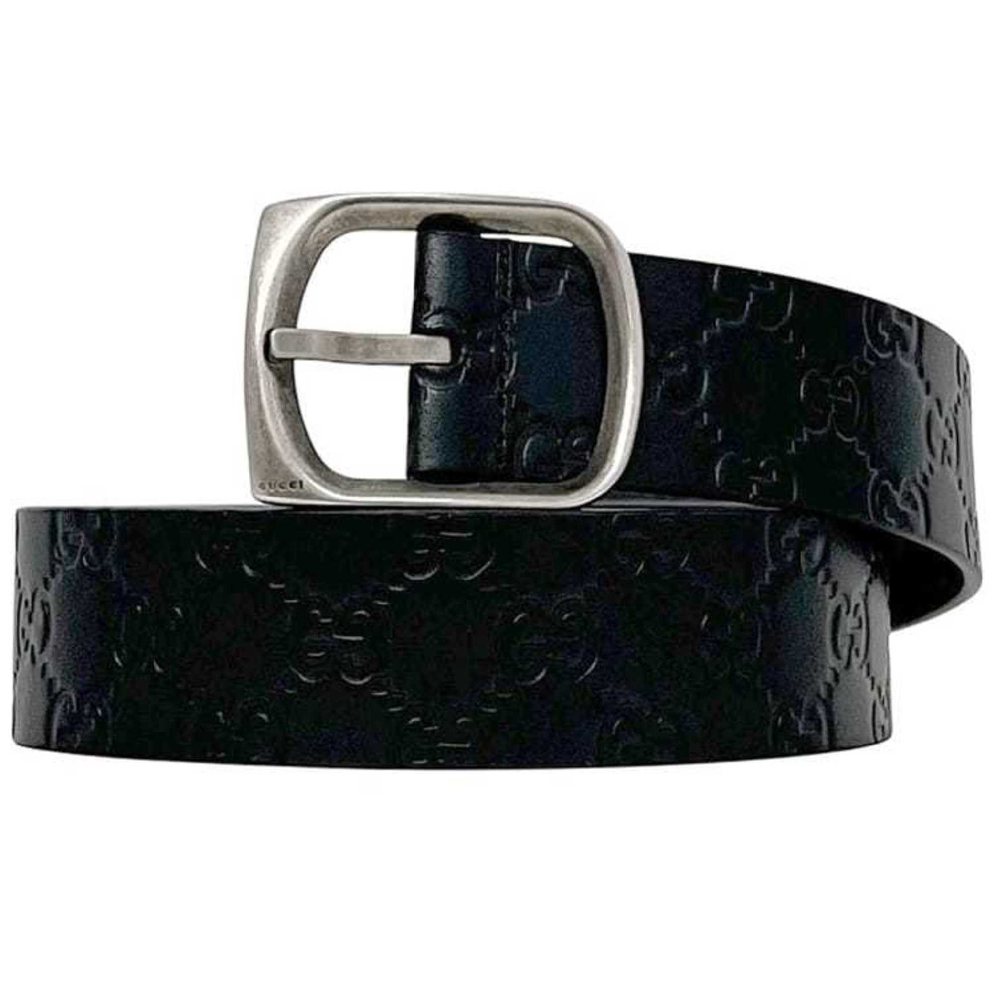 Gucci belt ec-24402 black striped 211362 479610 90 36 waist 90cm leather GUCCI GG embossed men’s women’s