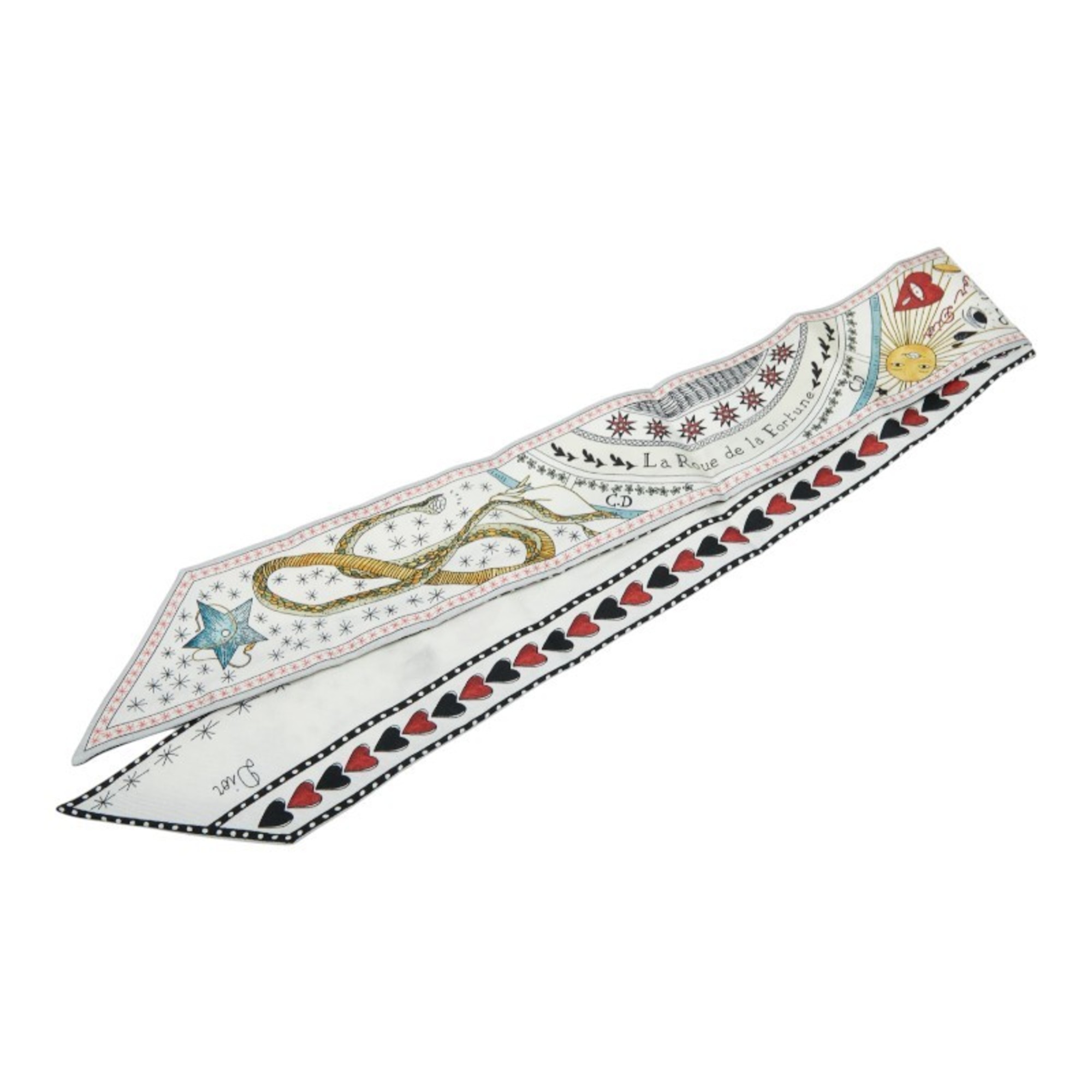 Christian Dior Dior Mitzah Wheel of Fortune Scarf, White and Multicolor Silk, Women’s,