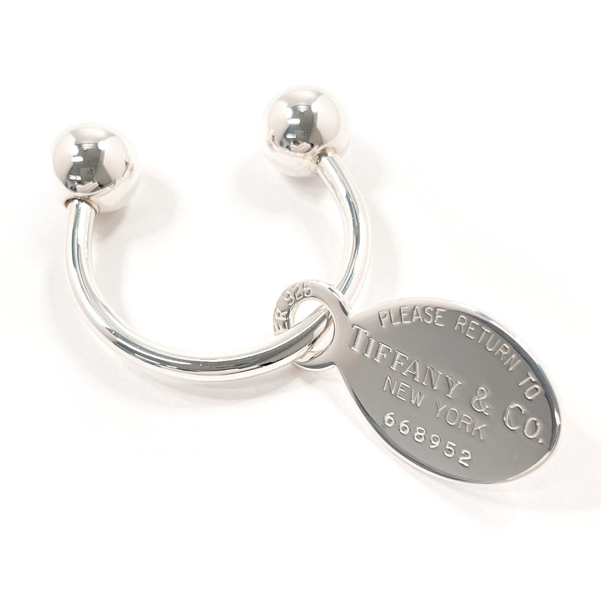 TIFFANY & Co. Tiffany Oval Tag Screwball Key Ring Return to Keychain Silver 925 Unisex