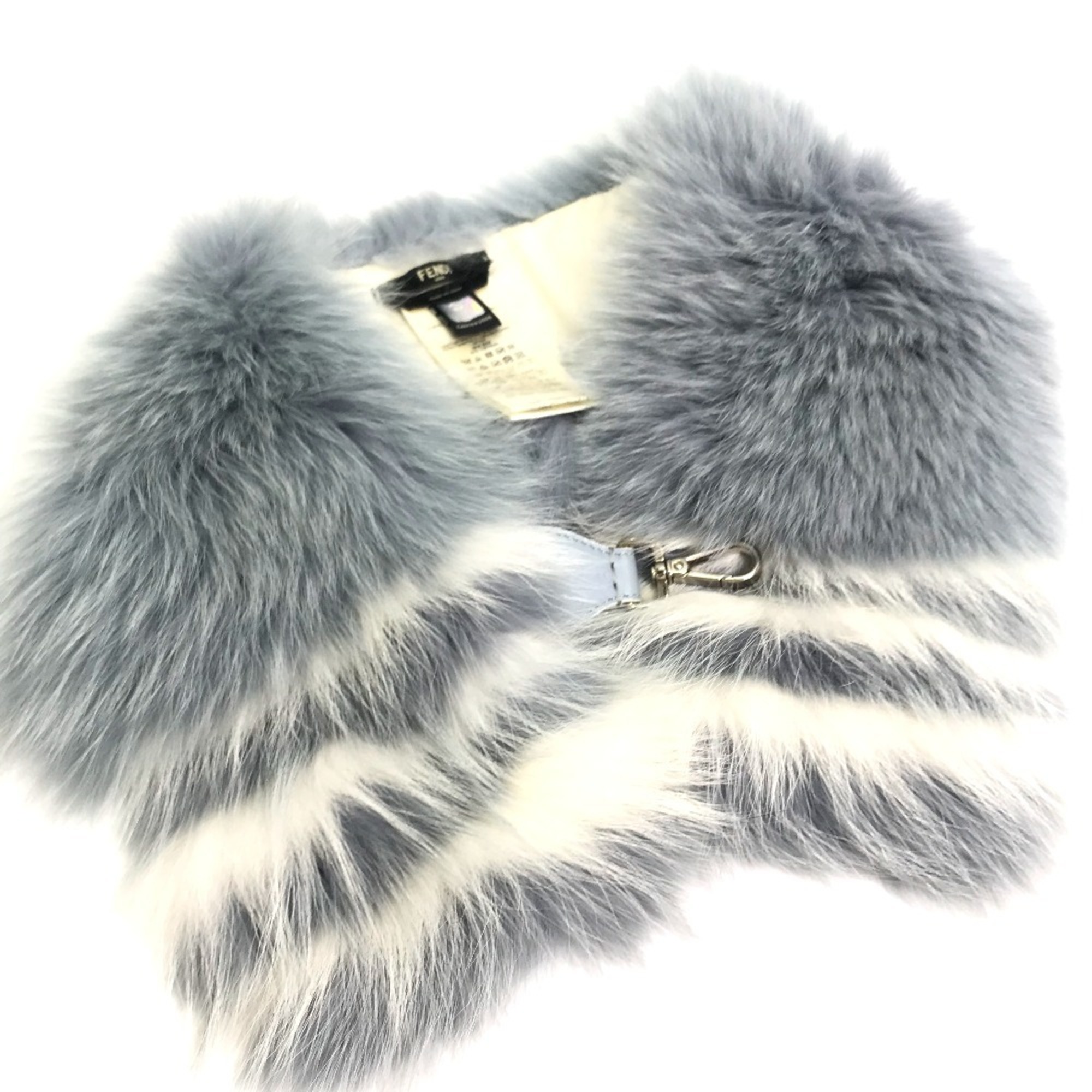 FENDI FNG426 Fur Tippet Snood Scarf with Hook, Women’s, Blue
