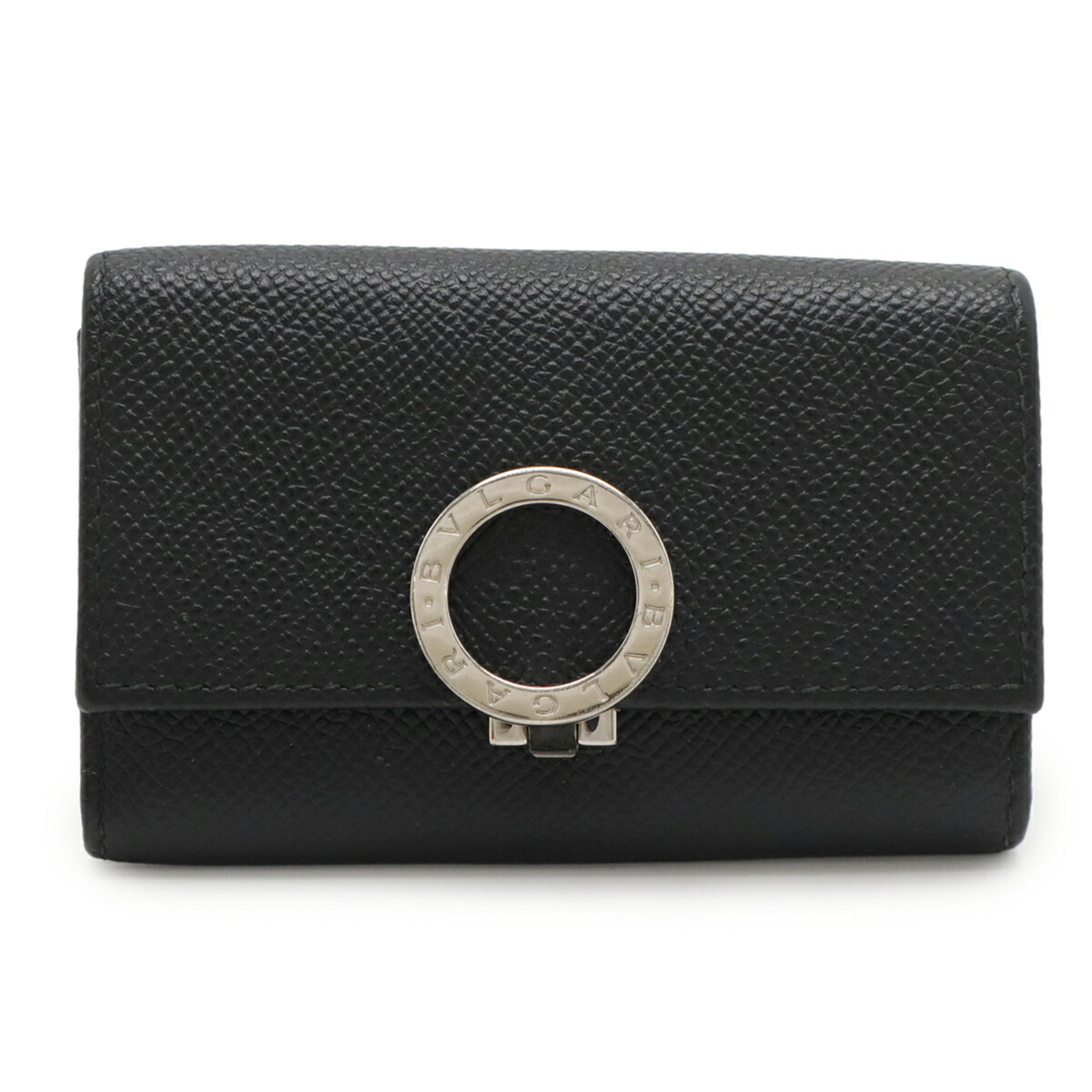 BVLGARI Clip 6-Key Case in Grained Leather, Black, 30422