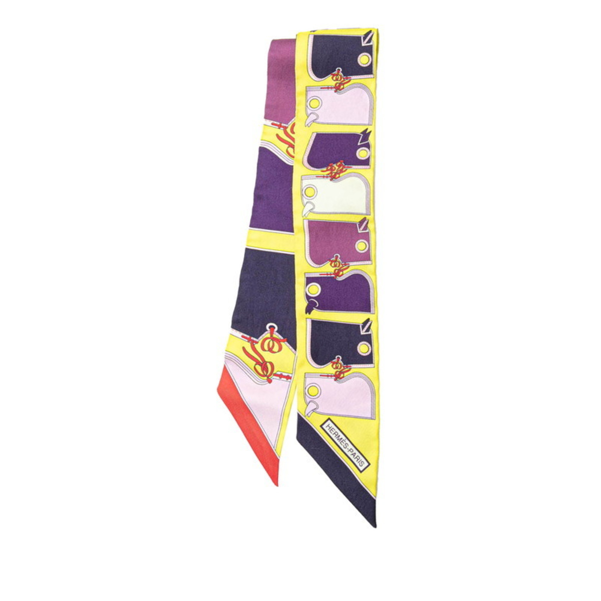 Hermes Twilly Camails Scarf Muffler Yellow Purple Multicolor Silk Women’s HERMES