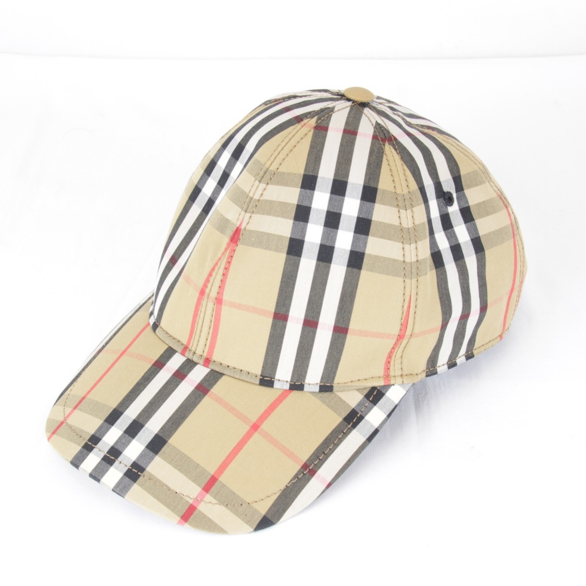 BURBERRY Nova Check Cotton Cap, Men’s, Beige, Size L, Fits Head Circumference 58-59cm