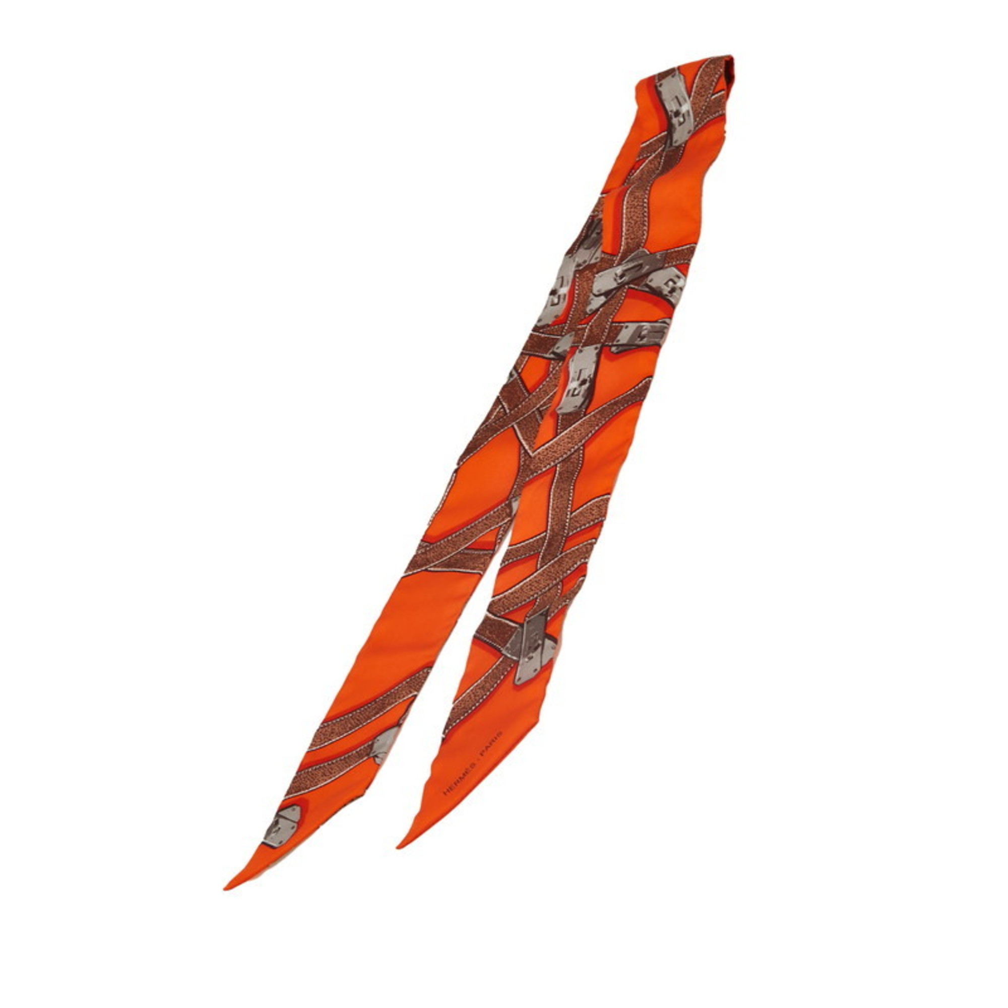Hermes HermÃ¨s Twilly Kelly Belt Scarf, Orange/Brown Silk, Women’s