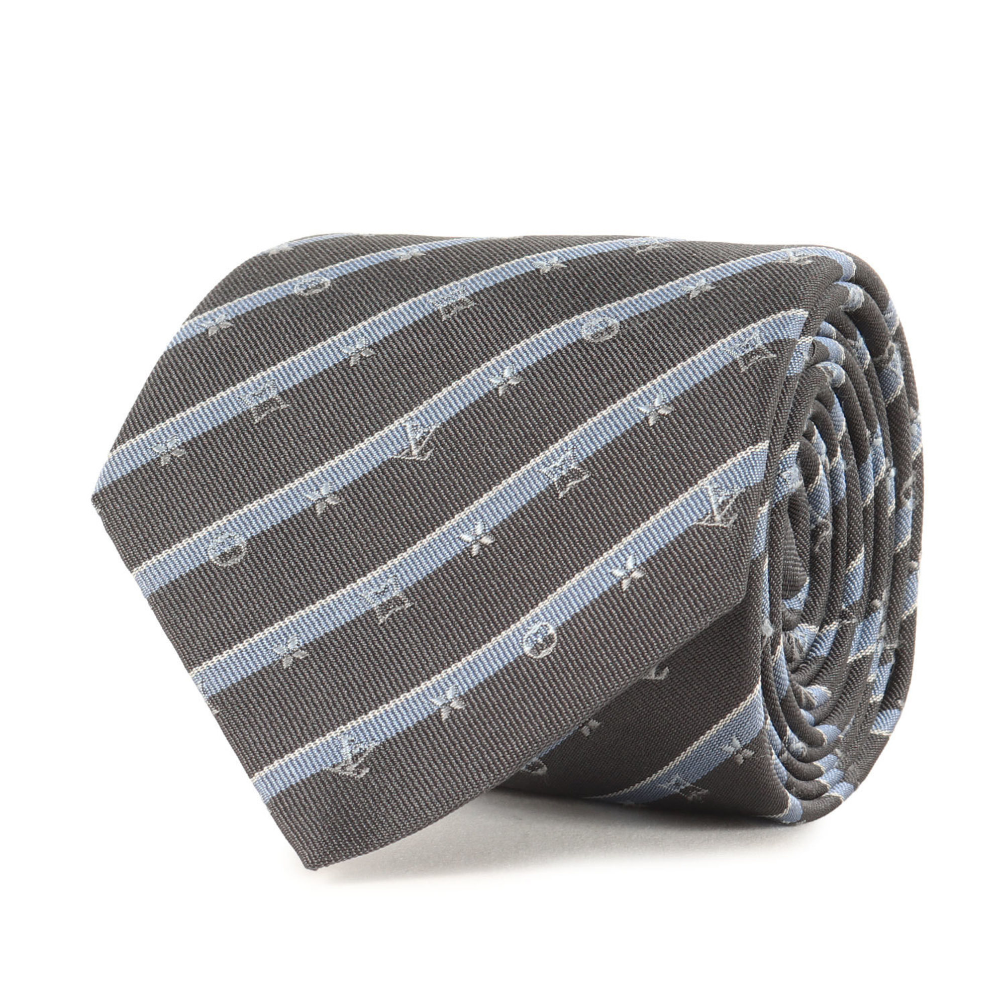 LOUIS VUITTON Cravate Monogram Silk Tie (M71726) Gray/Blue Men’s