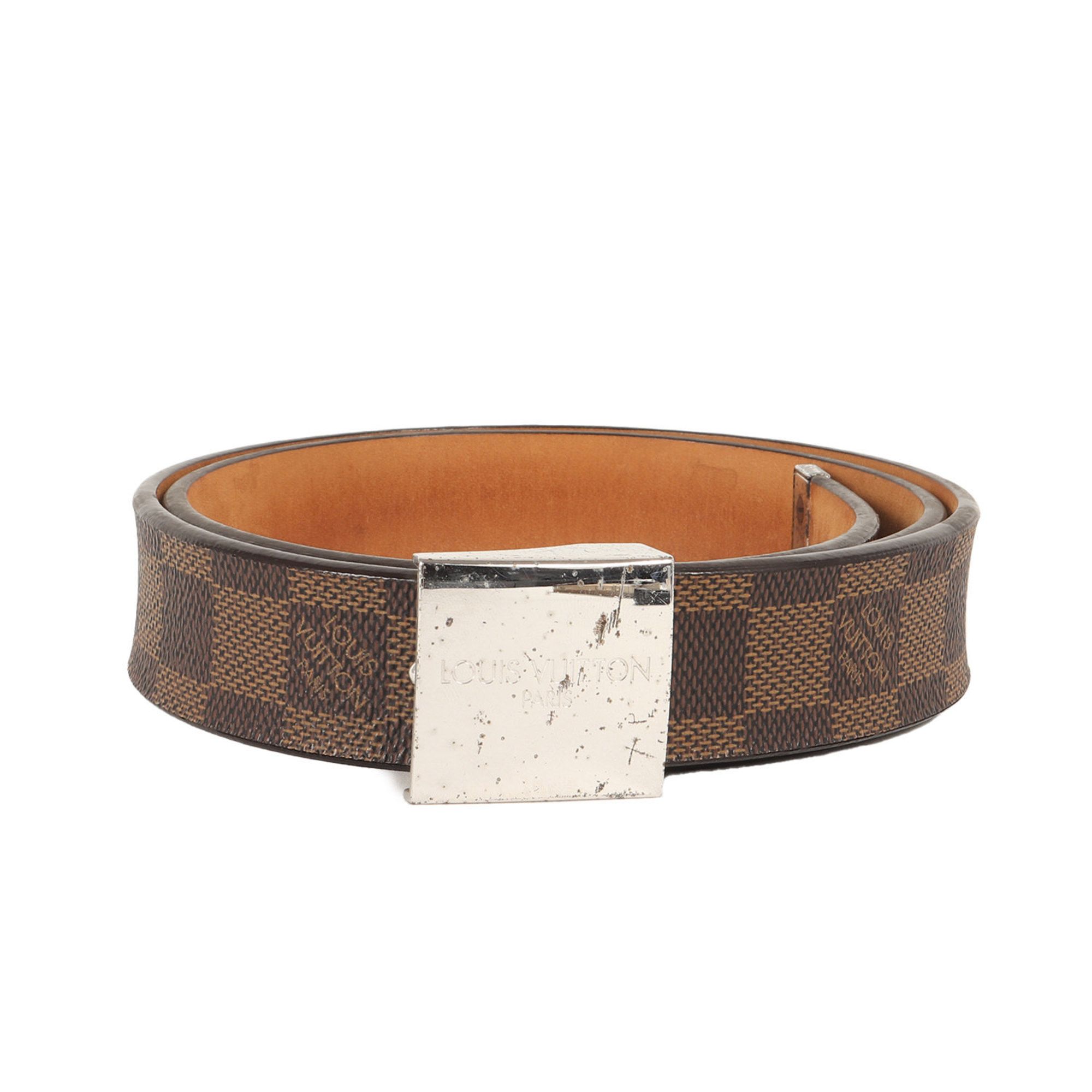 LOUIS VUITTON Belt Size: 80/32 Enture Carre Damier Ebene Canvas (M6803 Made in 2004) Brown