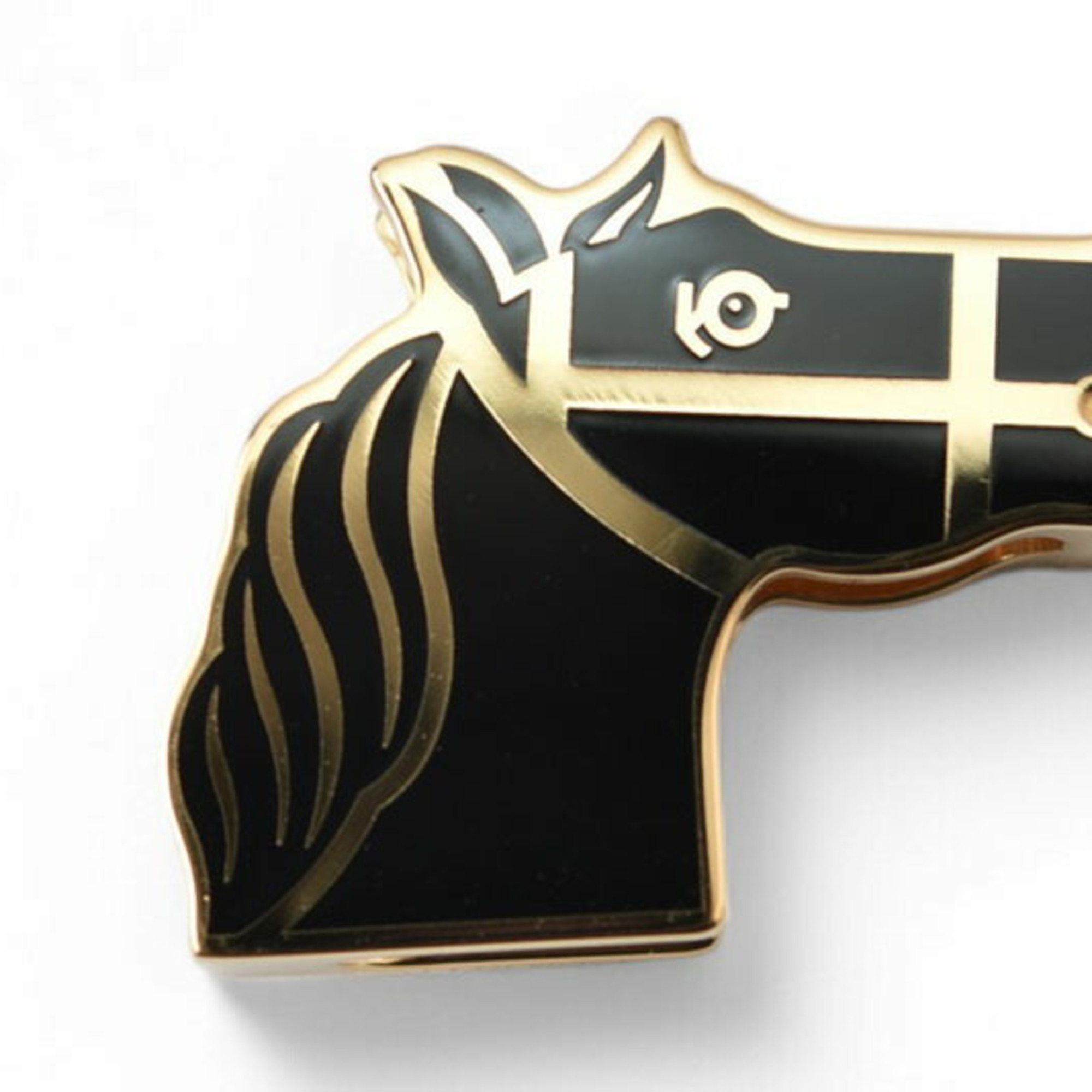 Hermes Scarf Ring/Scarf Holder HERMES Twilly Ring Cadrige/Horse Black/Gold Unused