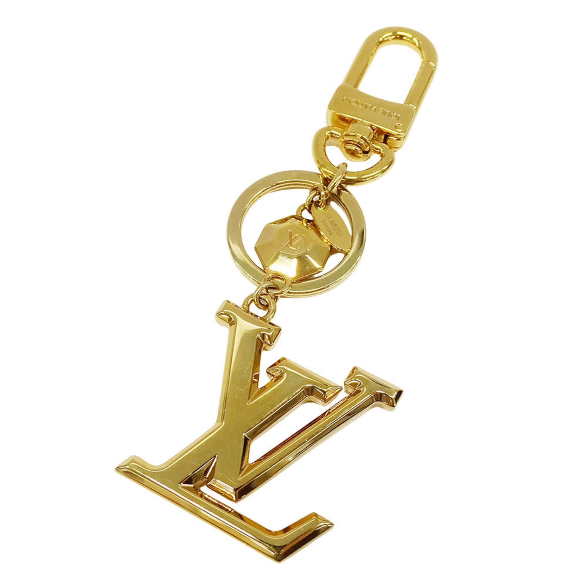 Louis Vuitton Keychain for Men and Women, Metal with LV Facets in Gold, M65216, Key Ring, Bag Charm